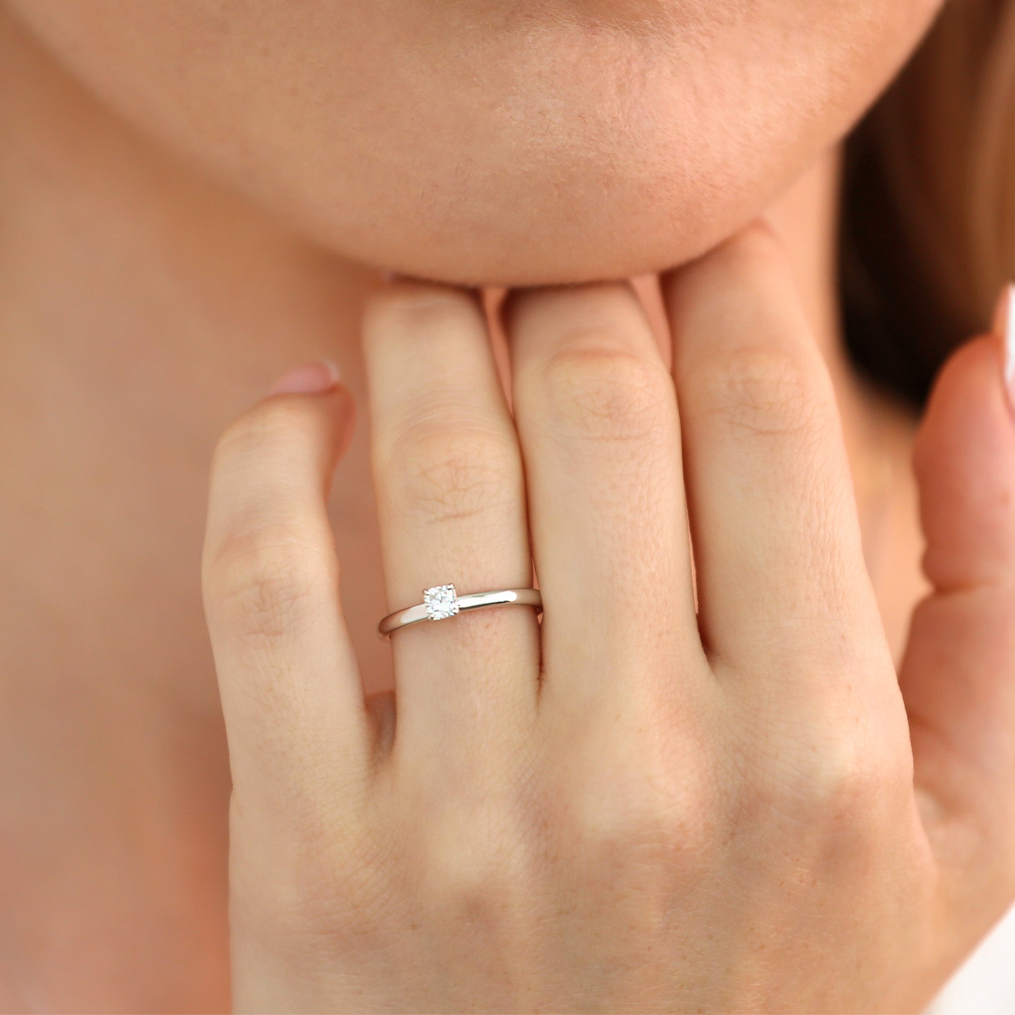 Shimansky 0.26ct Cushion Solitaire Diamond Ring in 18K White Gold Model View