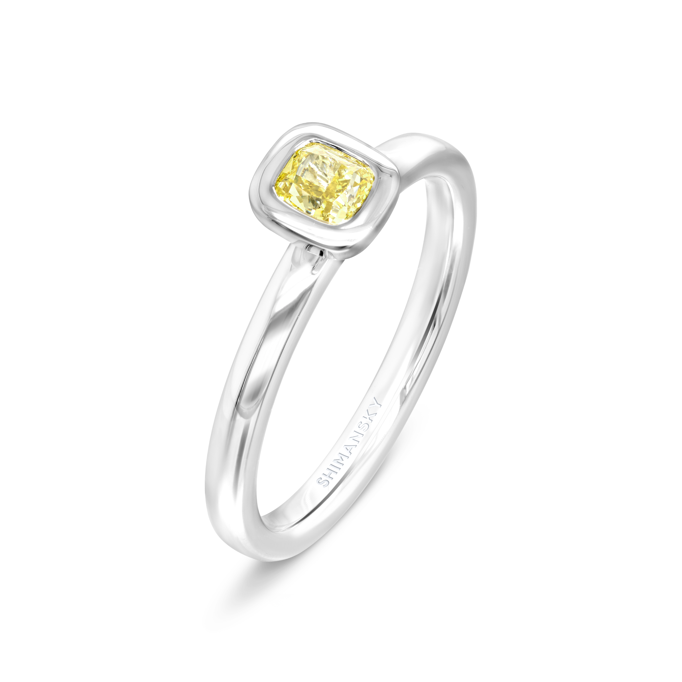 SHIMANSKY.CO.ZA - Fancy Yellow Diamond Ring - Platinum - 3D View