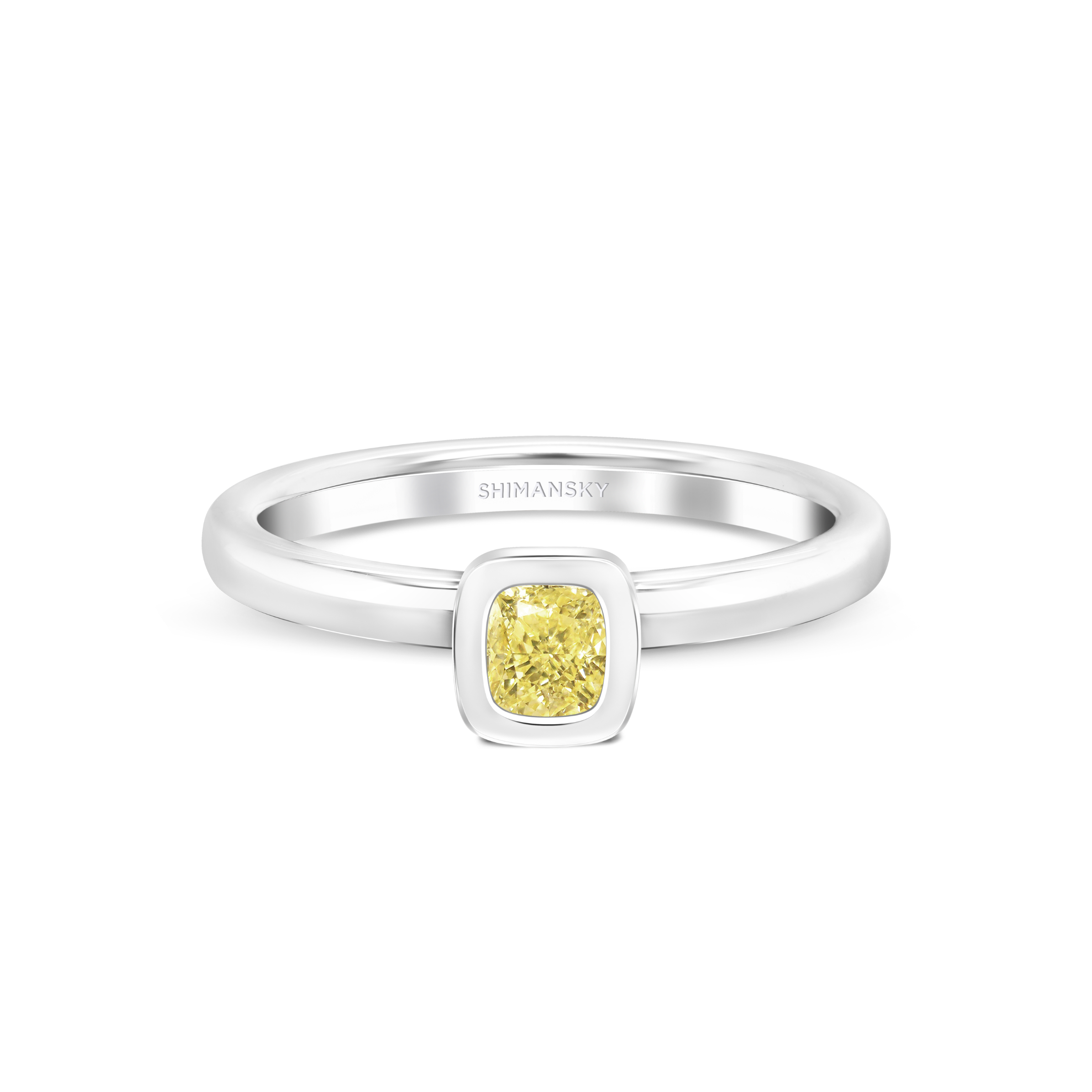SHIMANSKY.CO.ZA - Fancy Yellow Diamond Ring - Platinum - Front View