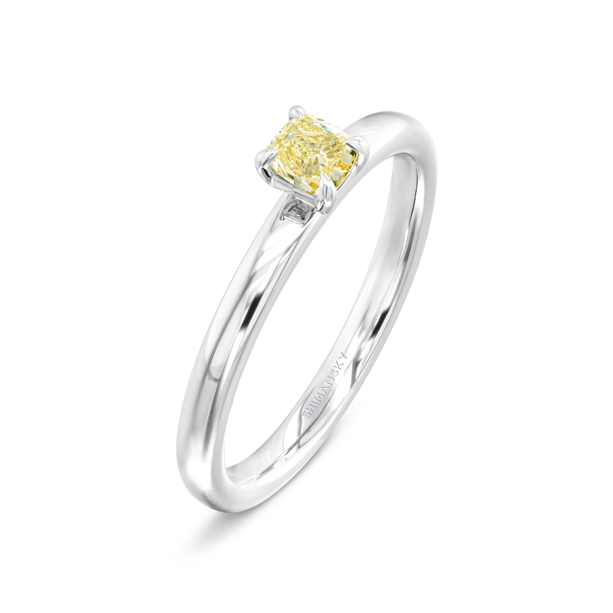SHIMANSKY.CO.ZA - Fancy Yellow Diamond Ring - Platinum - 3D View