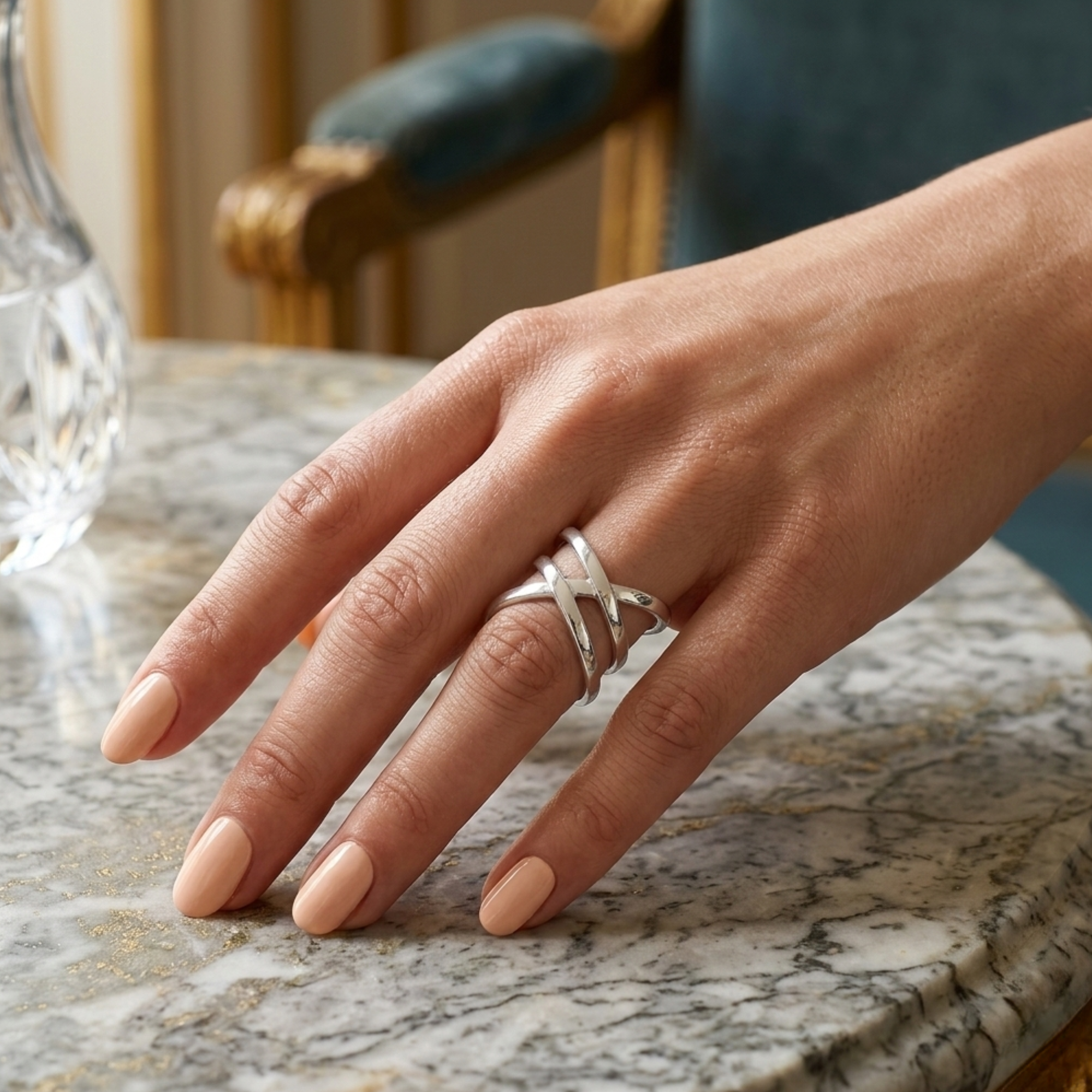 Shimansky Infinity Double Ring in 18K White Gold Model View