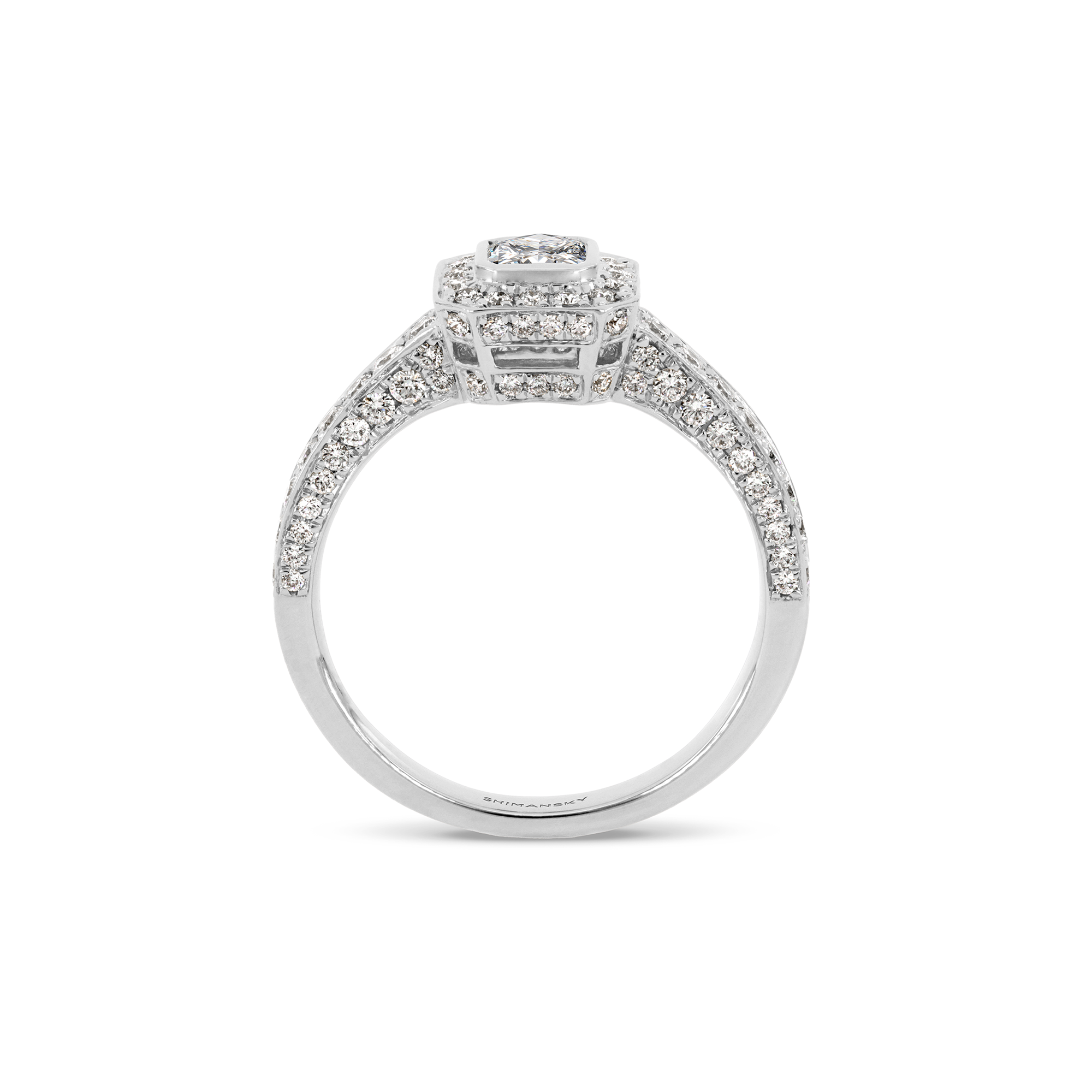 Shimansky 0.7 TCW My Girl Diamond Pavé Halo Ring 18K White Gold Side View