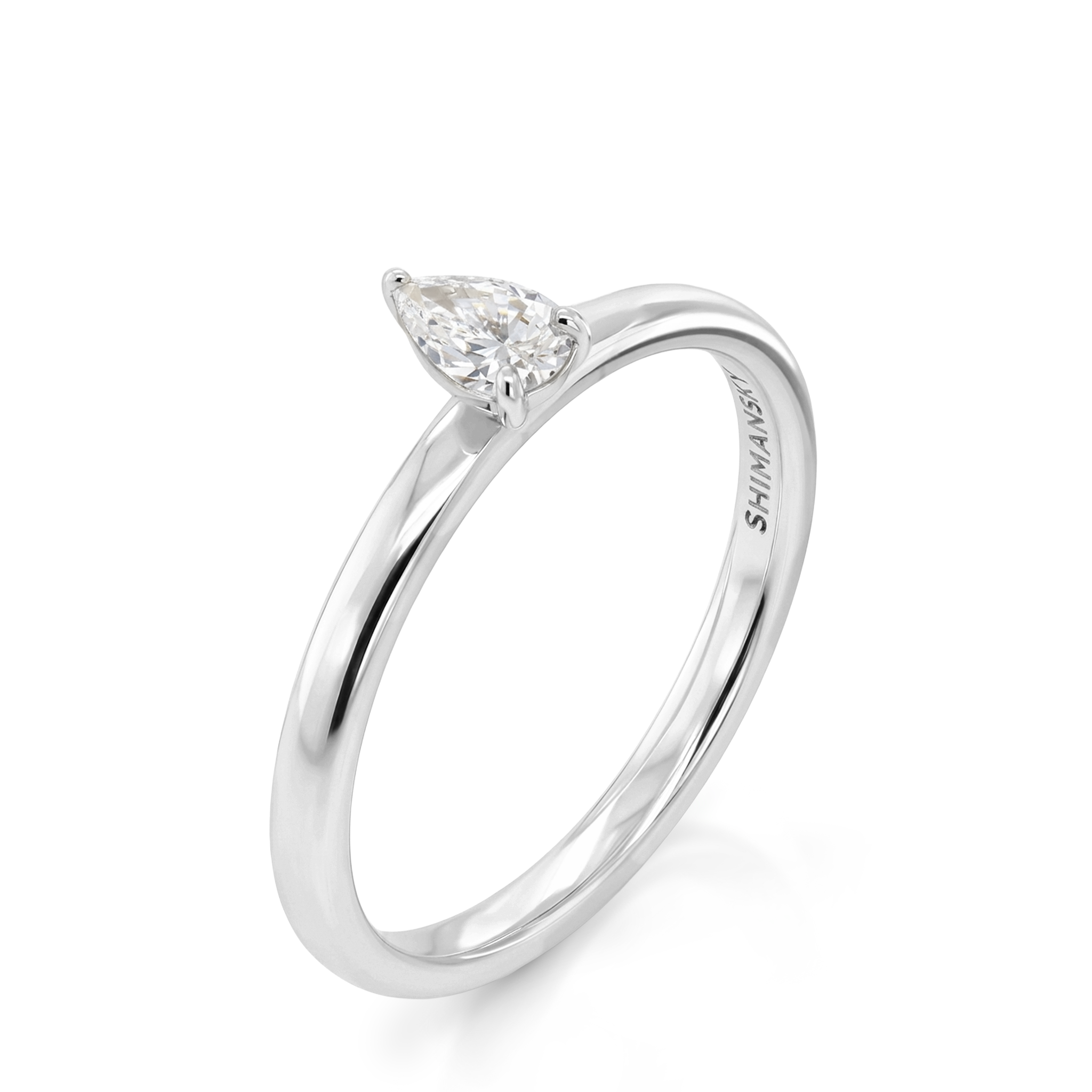 Shimansky 0.18ct Pear Solitaire Diamond Ring in 18K White Gold 3D View