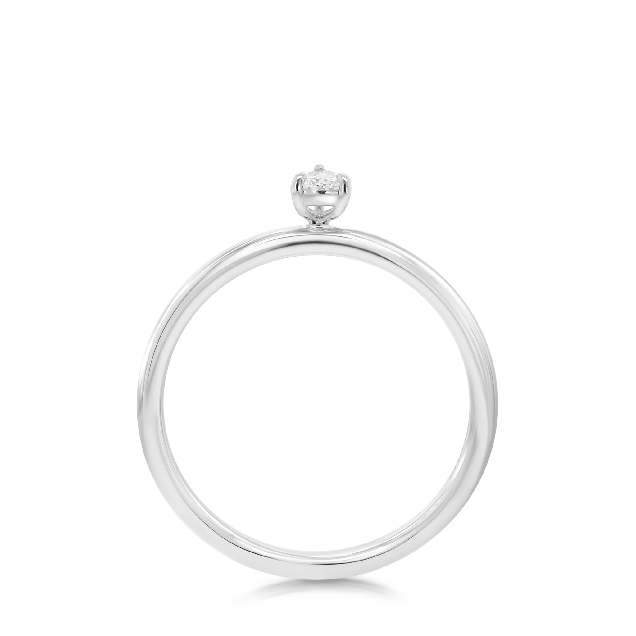 Shimansky 0.18ct Pear Solitaire Diamond Ring in 18K White Gold Side View