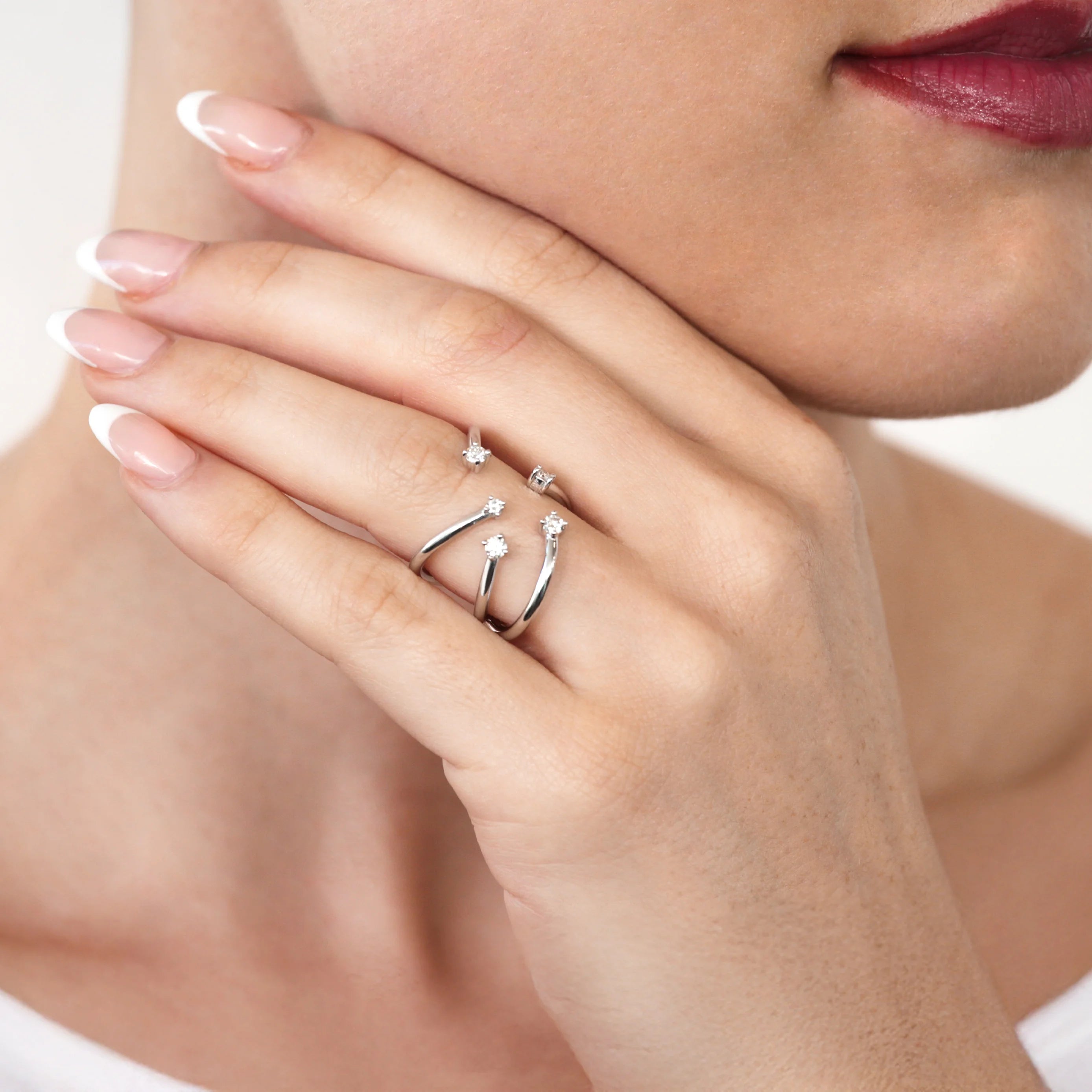 Shimansky - Southern Cross Large Diamond Ring Crafted in 18K White Gold Model View