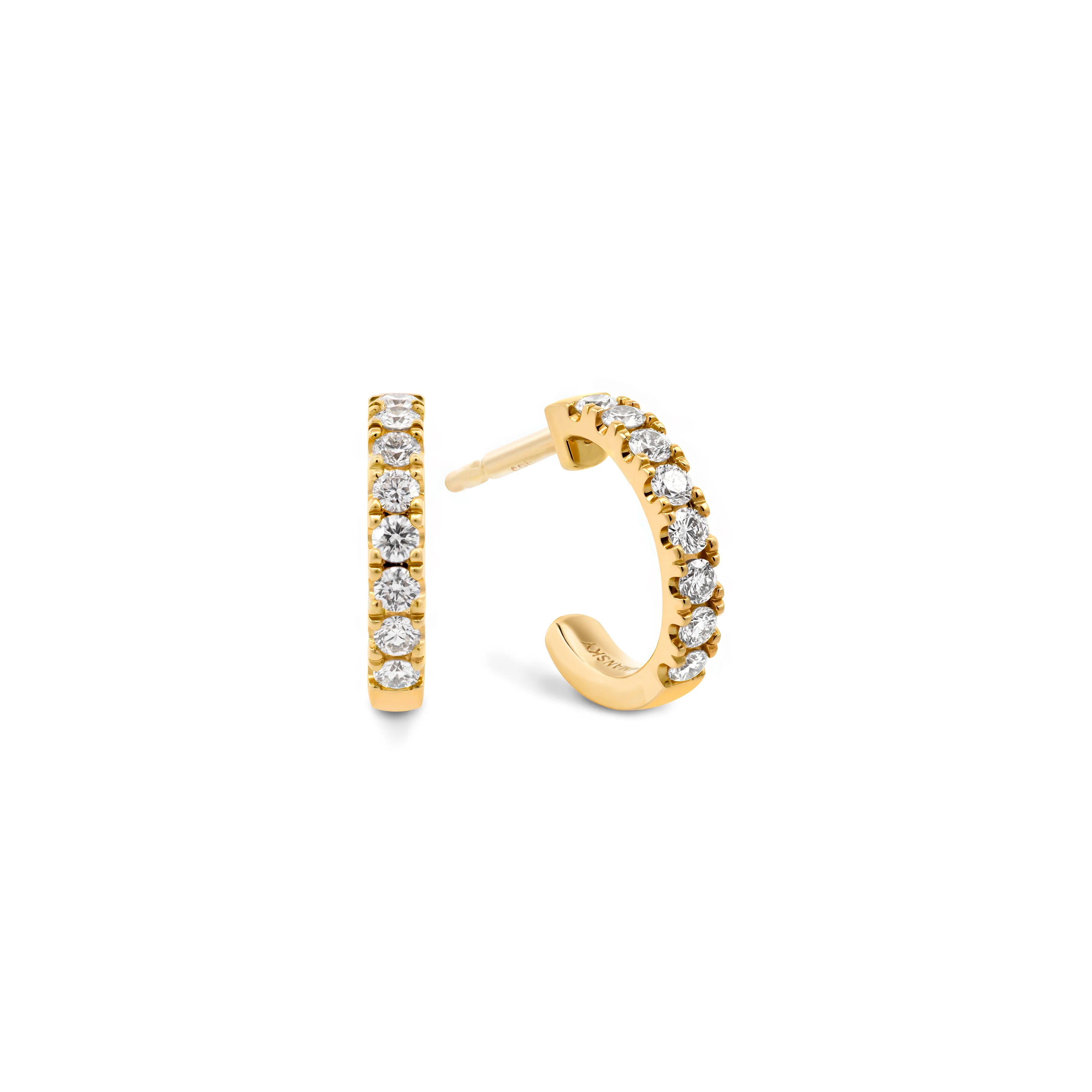 Shimansky 0.2 TCW Microset Diamond Hoop Earrings 14K Yellow Gold 3D View