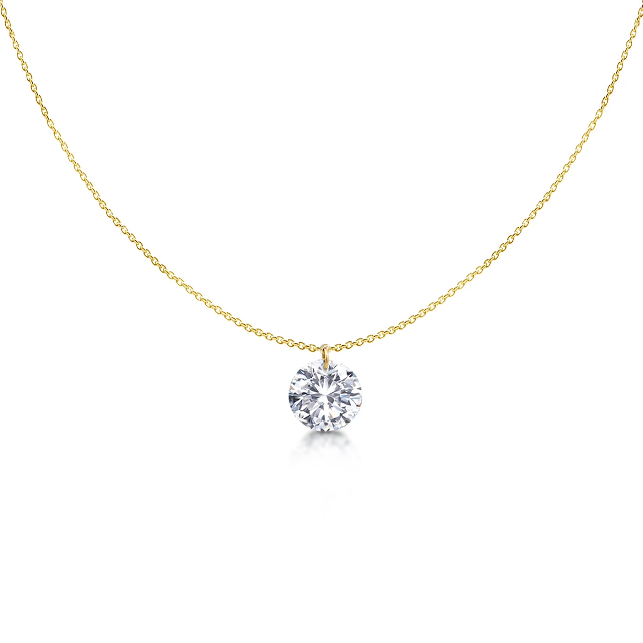 Shimansky 0.7ct Frameless Diamond Solitaire Necklace in 18K Yellow Gold Front View