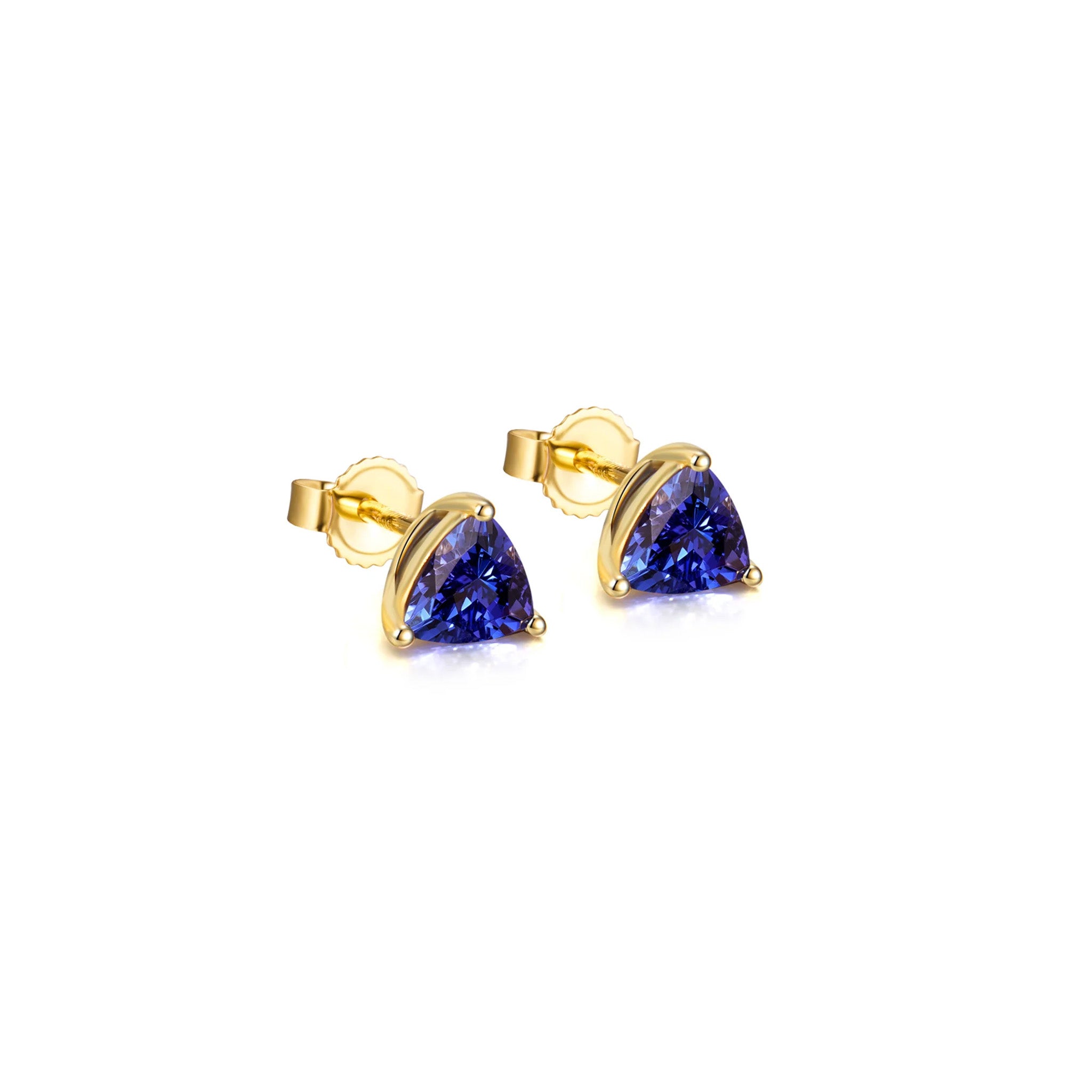 Shimansky 1.3 TCW Trilliant Tanzanite Solitaire Stud Earrings in 14K Yellow Gold 3D View