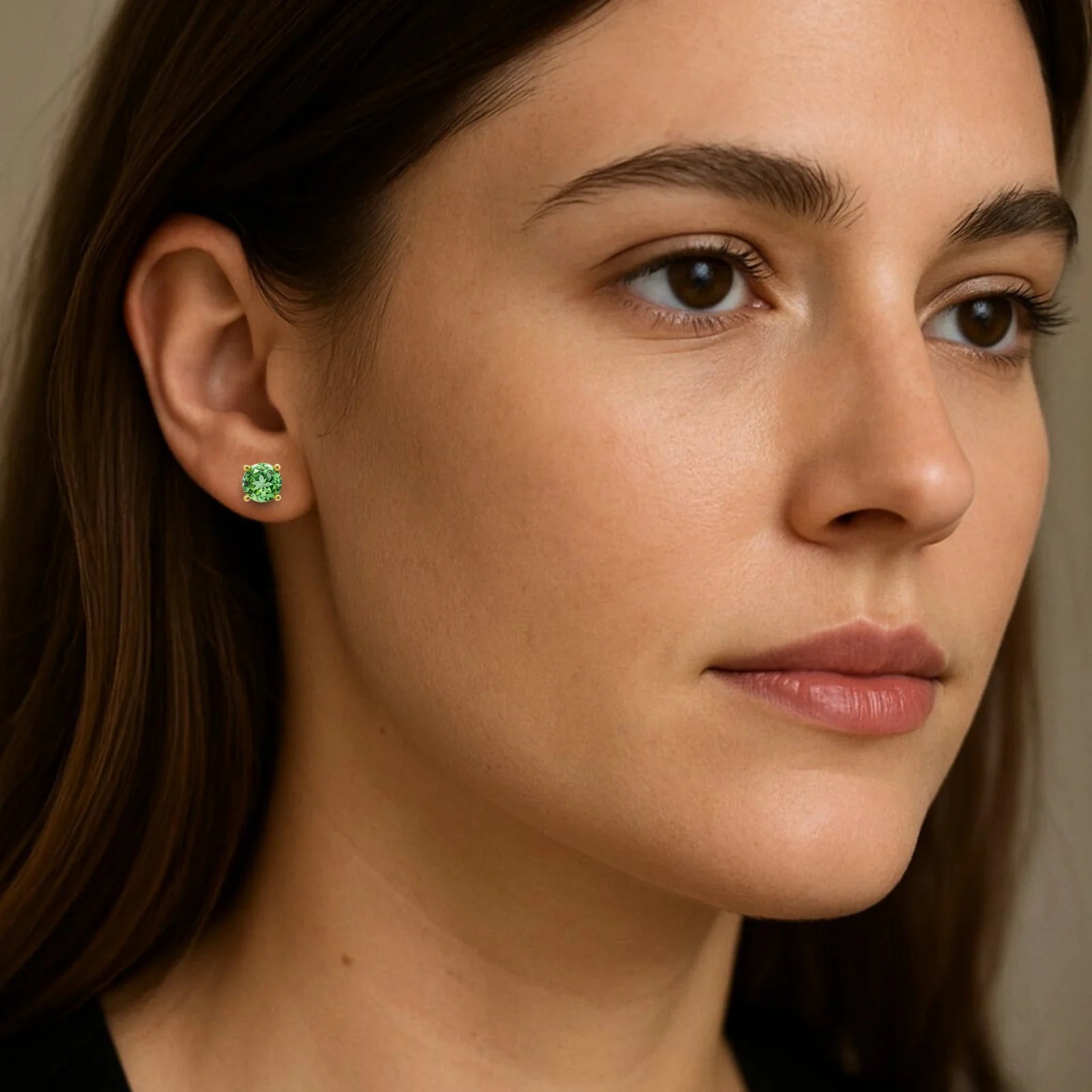 Shimansky 1.3 TCW Tsavorite Solitaire Earrings in 14K Yellow Gold Model View