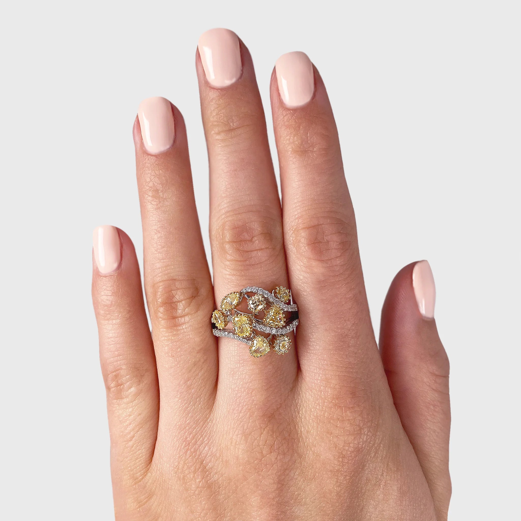 Shimansky 1.9 TCW Fancy Yellow Dress Ring in 18K White & Yellow Gold Model View