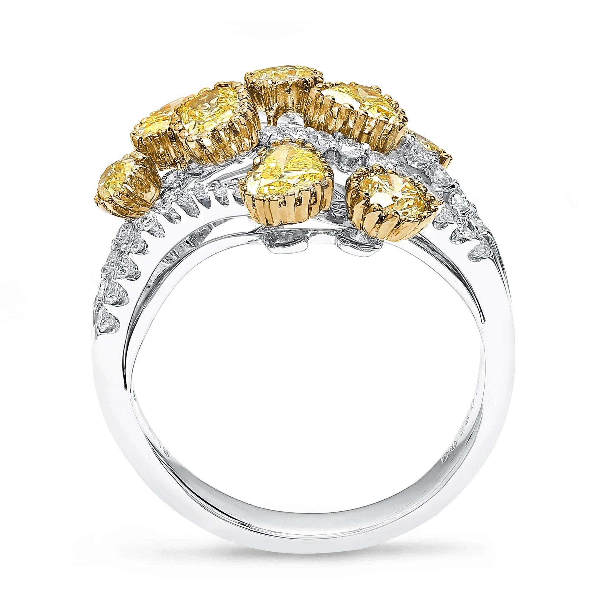 Shimansky 1.9 TCW Fancy Yellow Dress Ring in 18K White & Yellow Gold Side View