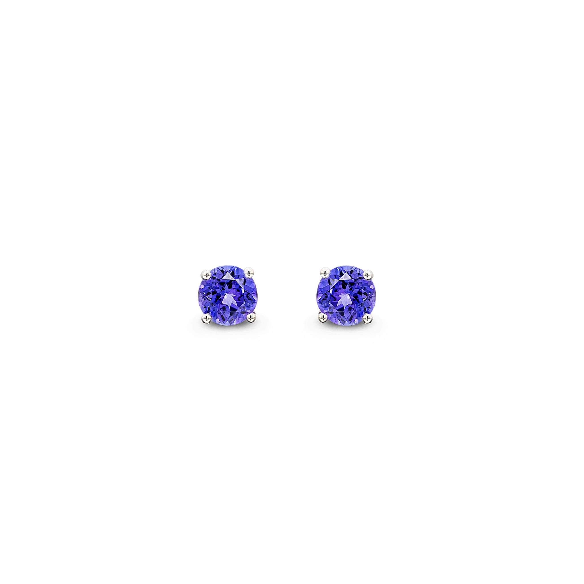 Shimansky 1 TCW Tanzanite Solitaire Earrings in 14K White Gold Front View