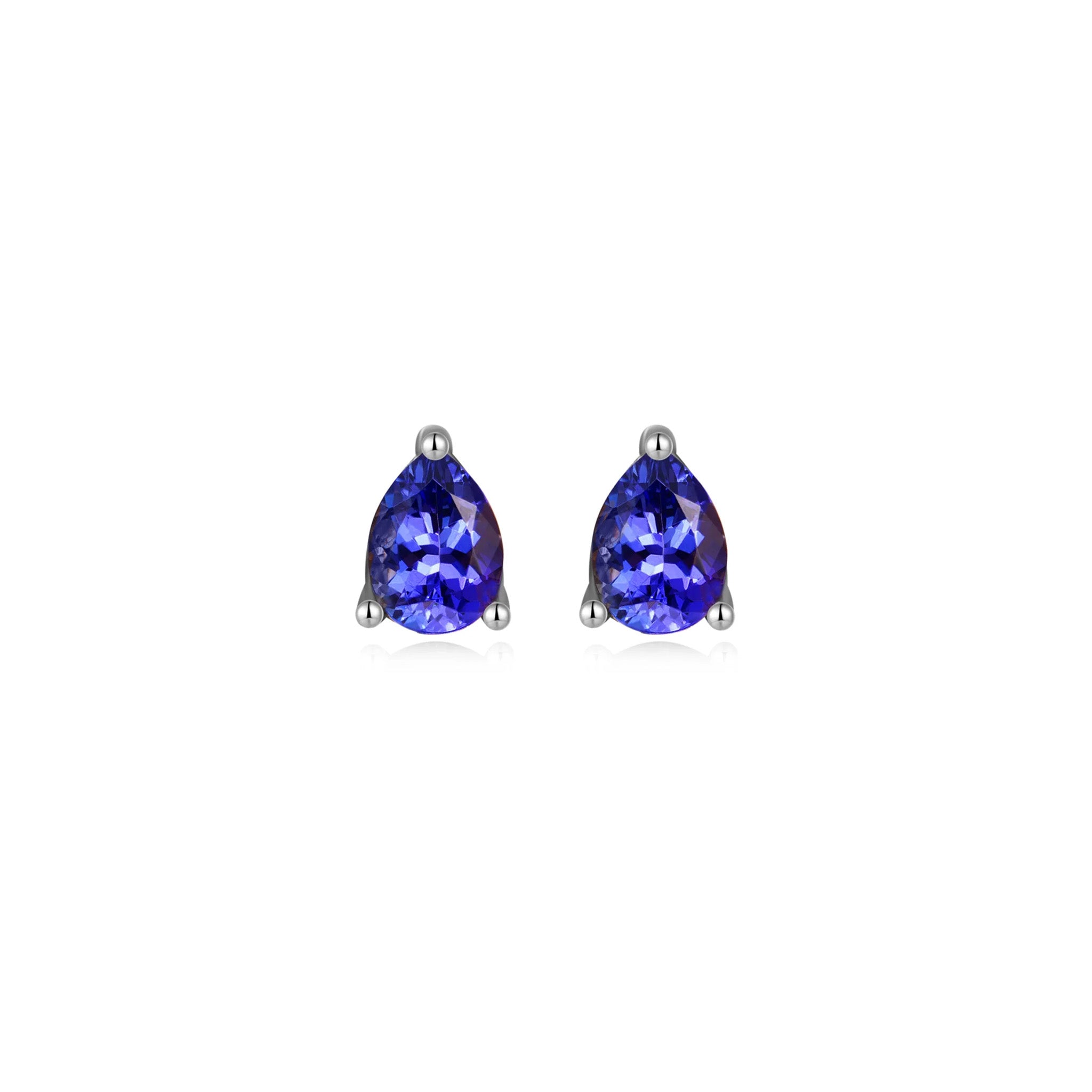 Shimansky 2.9 TCW Pear Tanzanite Solitaire Stud Earrings in 14K White Gold Front View