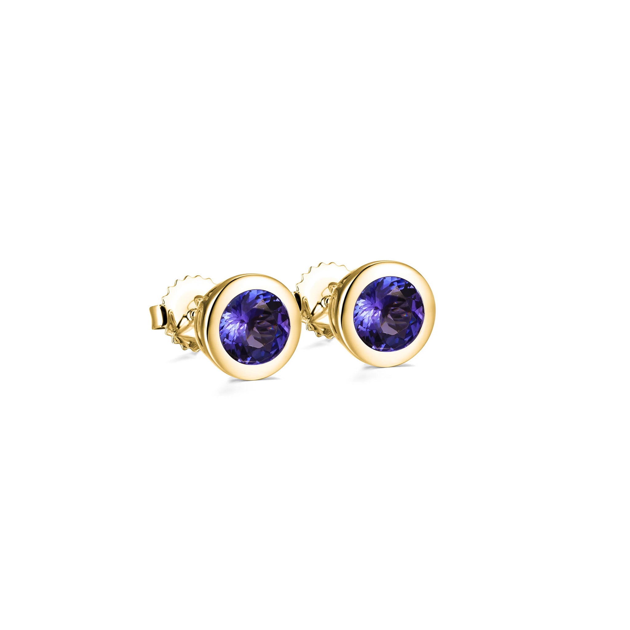 Shimansky 2 TCW Tanzanite Solitaire Earrings in 14K Yellow Gold 3D View