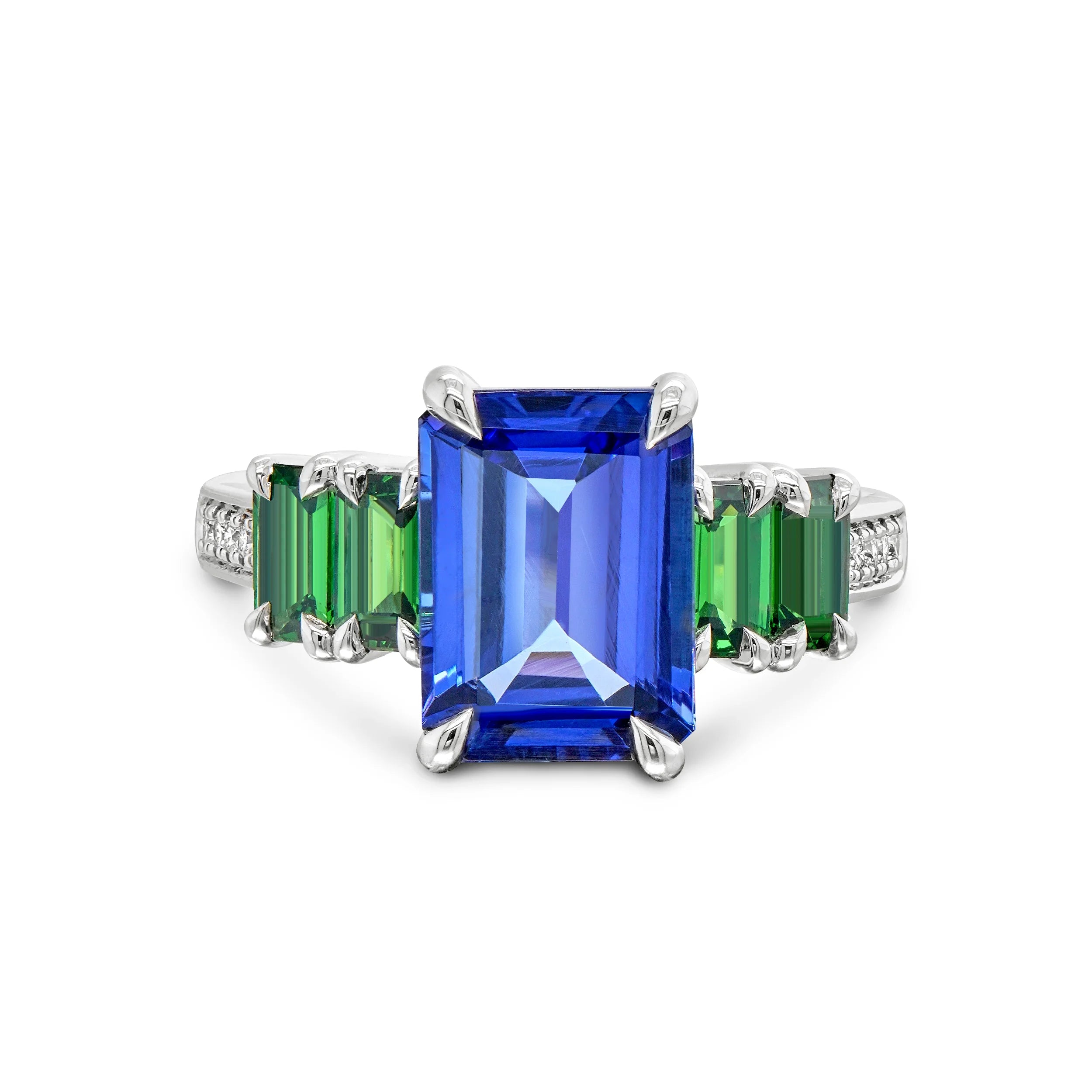 Shimansky 3.3ct Tanzanite & Tsavorite Dress Ring 14K White Gold Front View