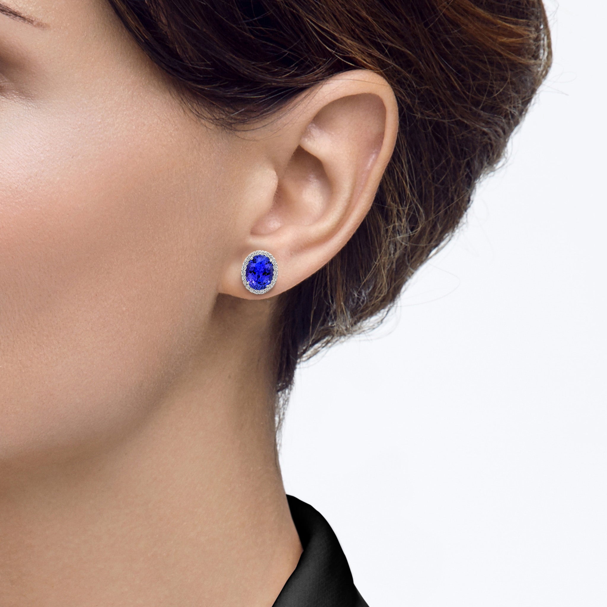 Shimansky 3.5 TCW Tanzanite and Diamond Earrings in 18K White Gold Model View