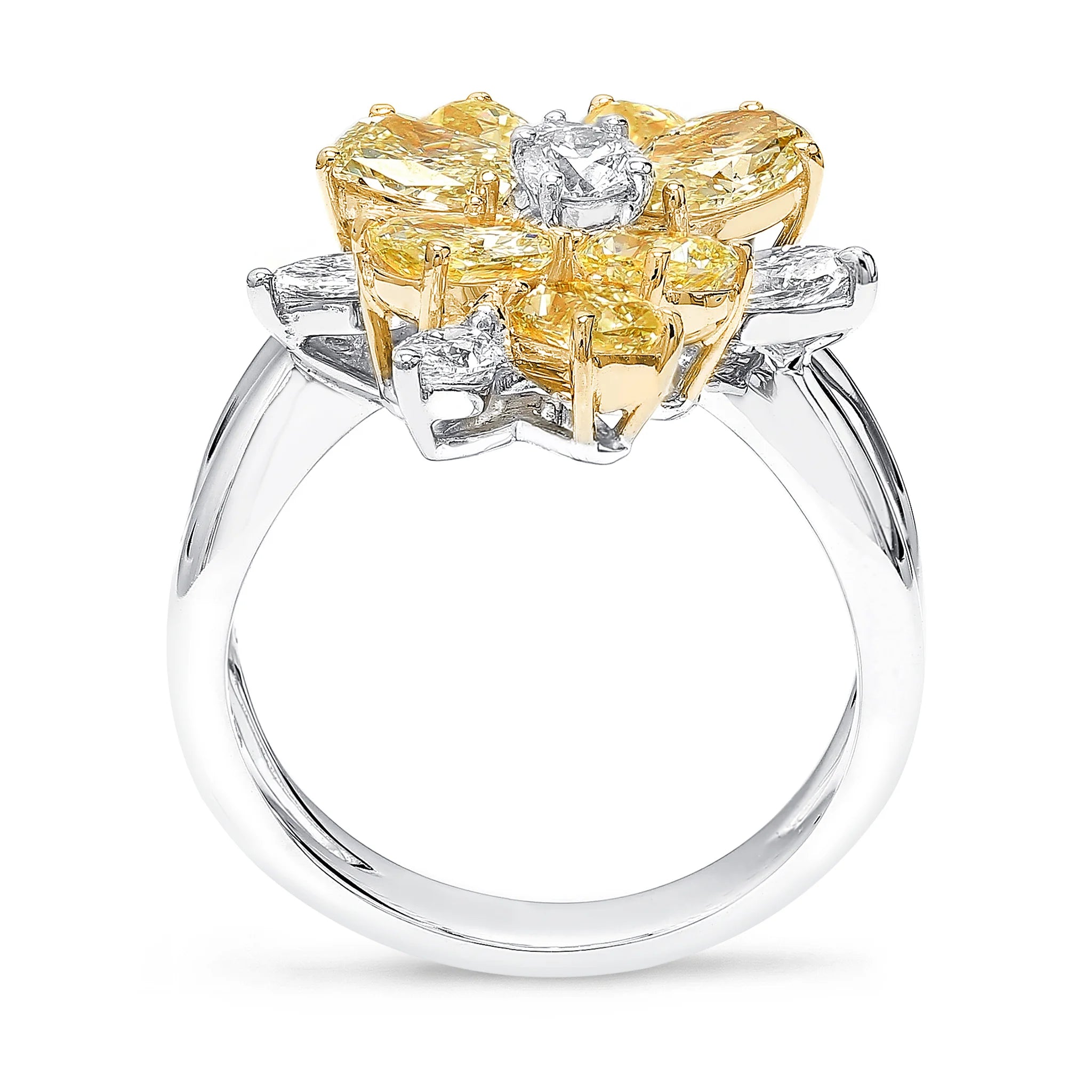 Shimansky 3 TCW Fancy Yellow Dress Ring in 18K White & Yellow Gold Side View