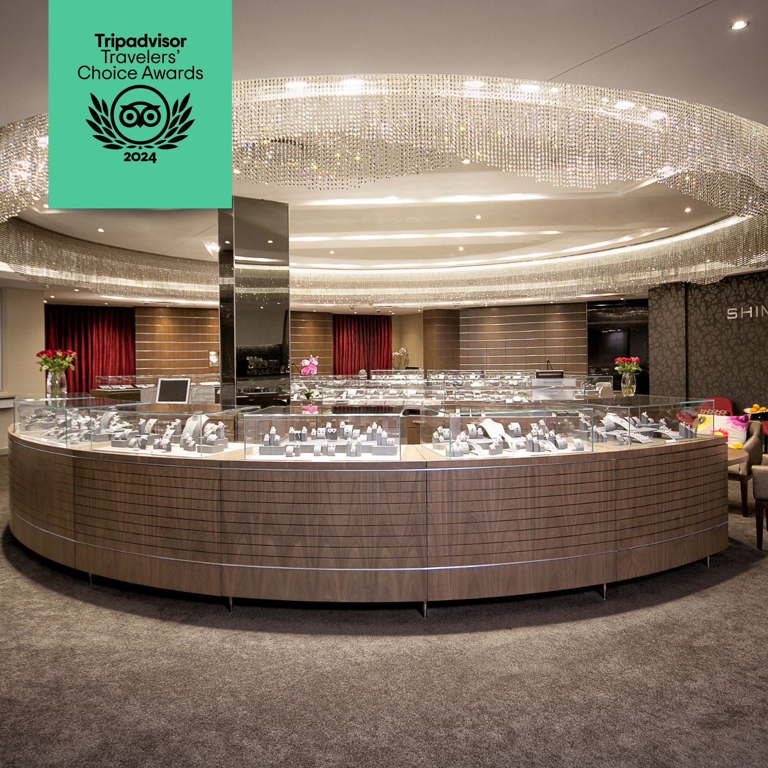 Shimansky Clock Tower Showroom with Tripadvisor Travelers' Choice Award badge.