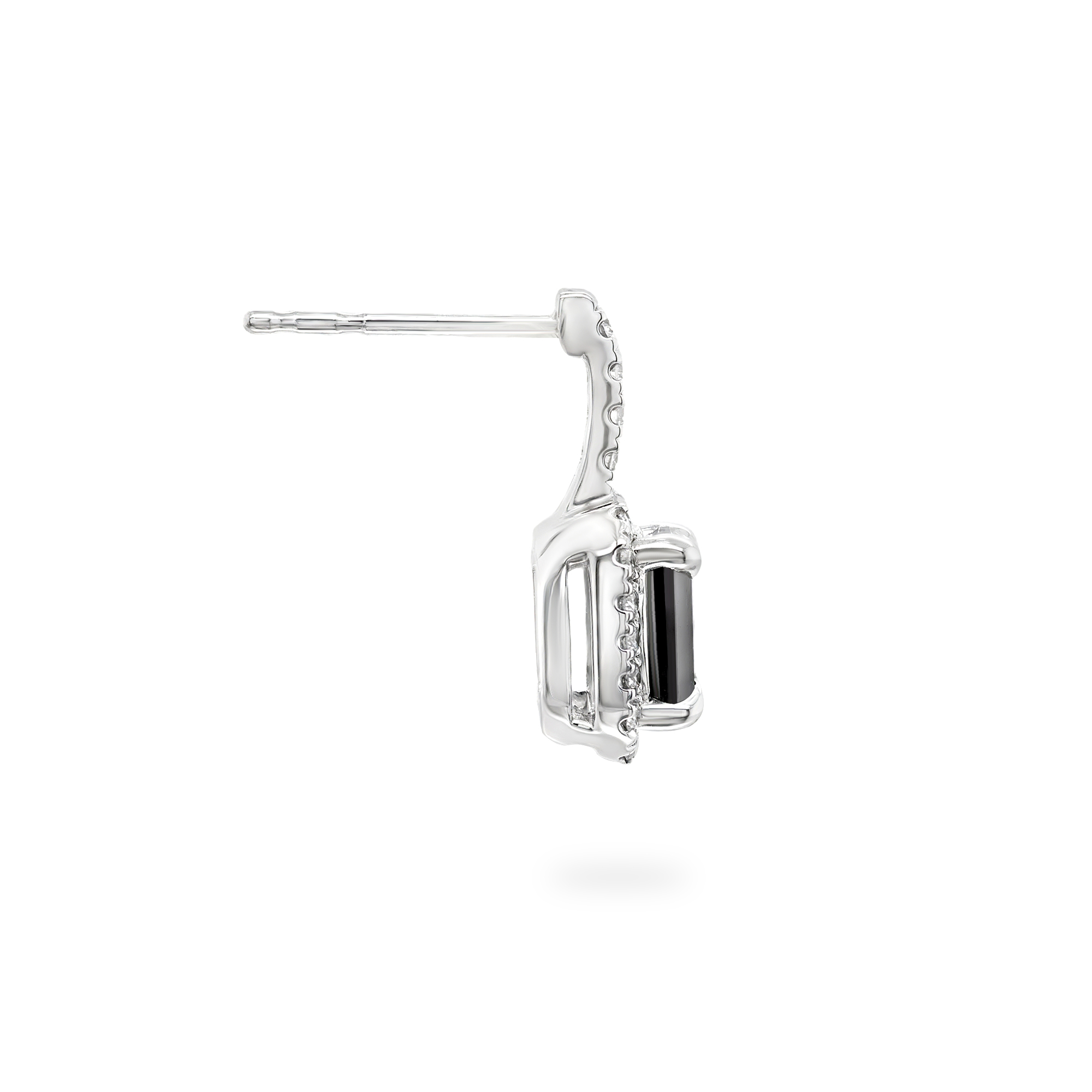 Shimansky Emerald Black & White Diamond Dress Earrings in 14K White Gold - Side View