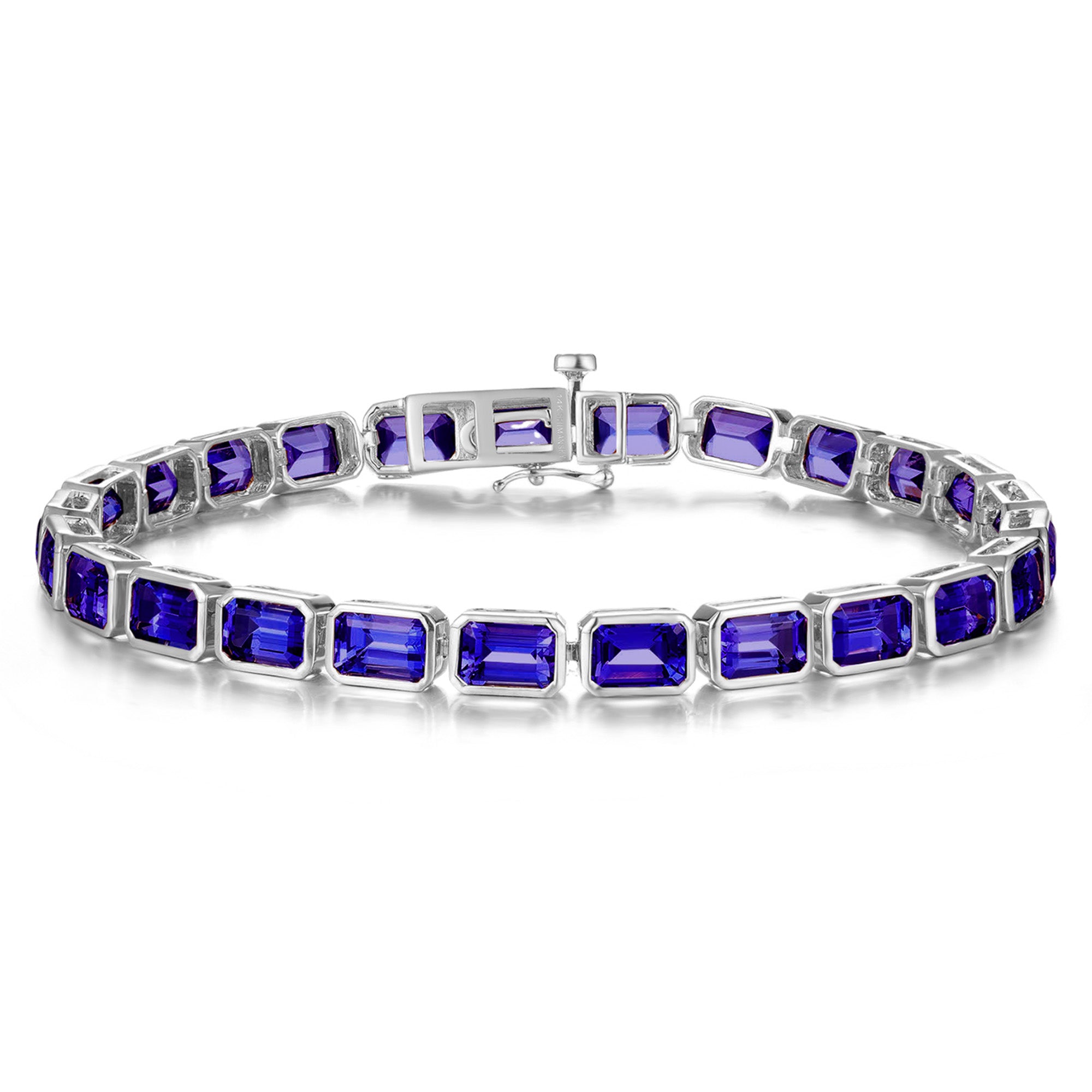 Shimansky Emerald Tanzanite Bezel Set Bracelet in 18K White Gold - 3d View