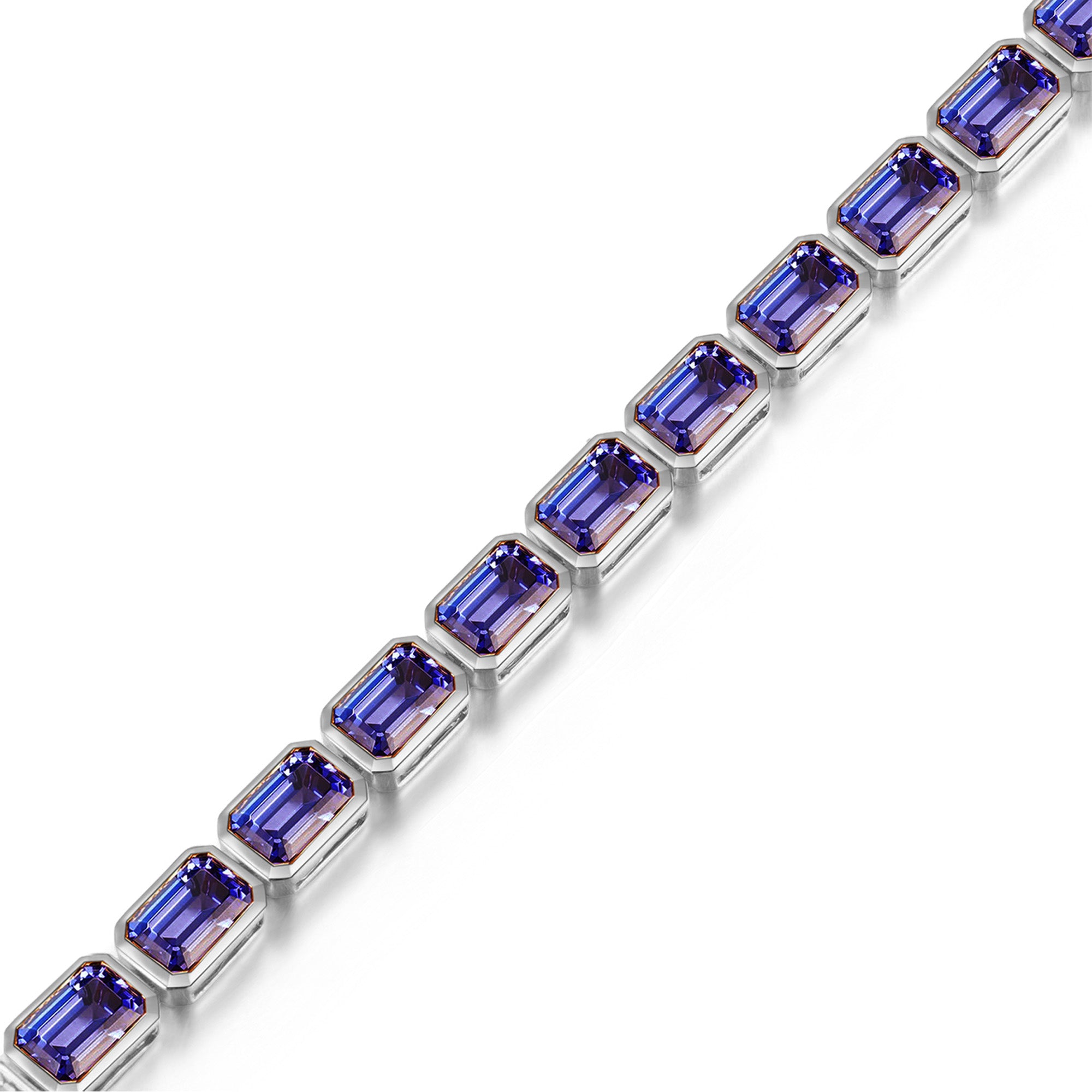 Shimansky Emerald Tanzanite Bezel Set Bracelet in 18K White Gold - Top View