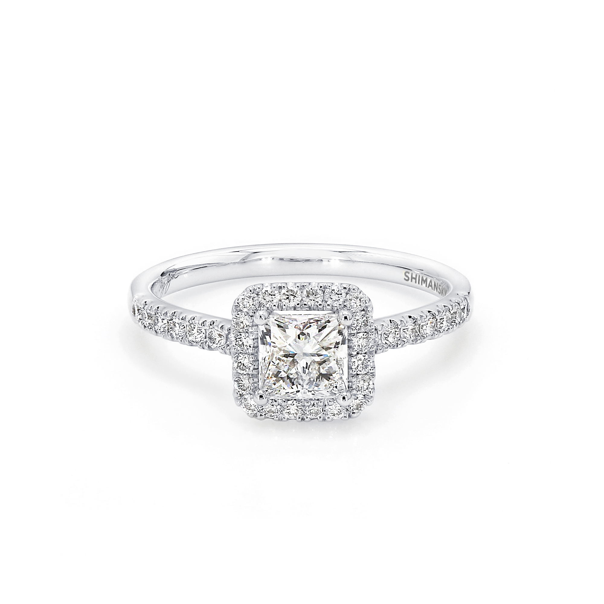 Shimansky 0.9 TCW My Girl Diamond Halo Ring 18K White Gold Front View