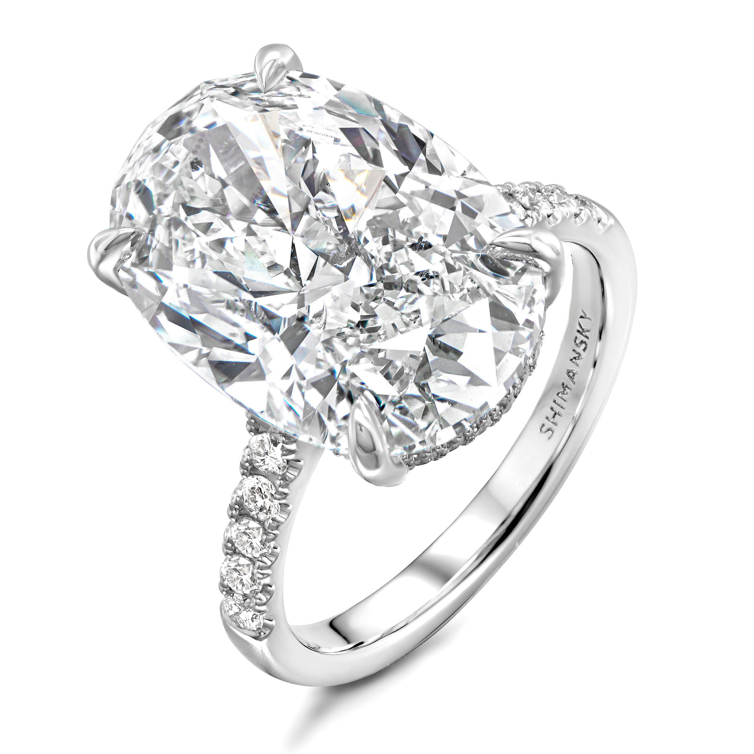 Shimansky Oval Diamond Hidden Halo Ring in Platinum - 3d View