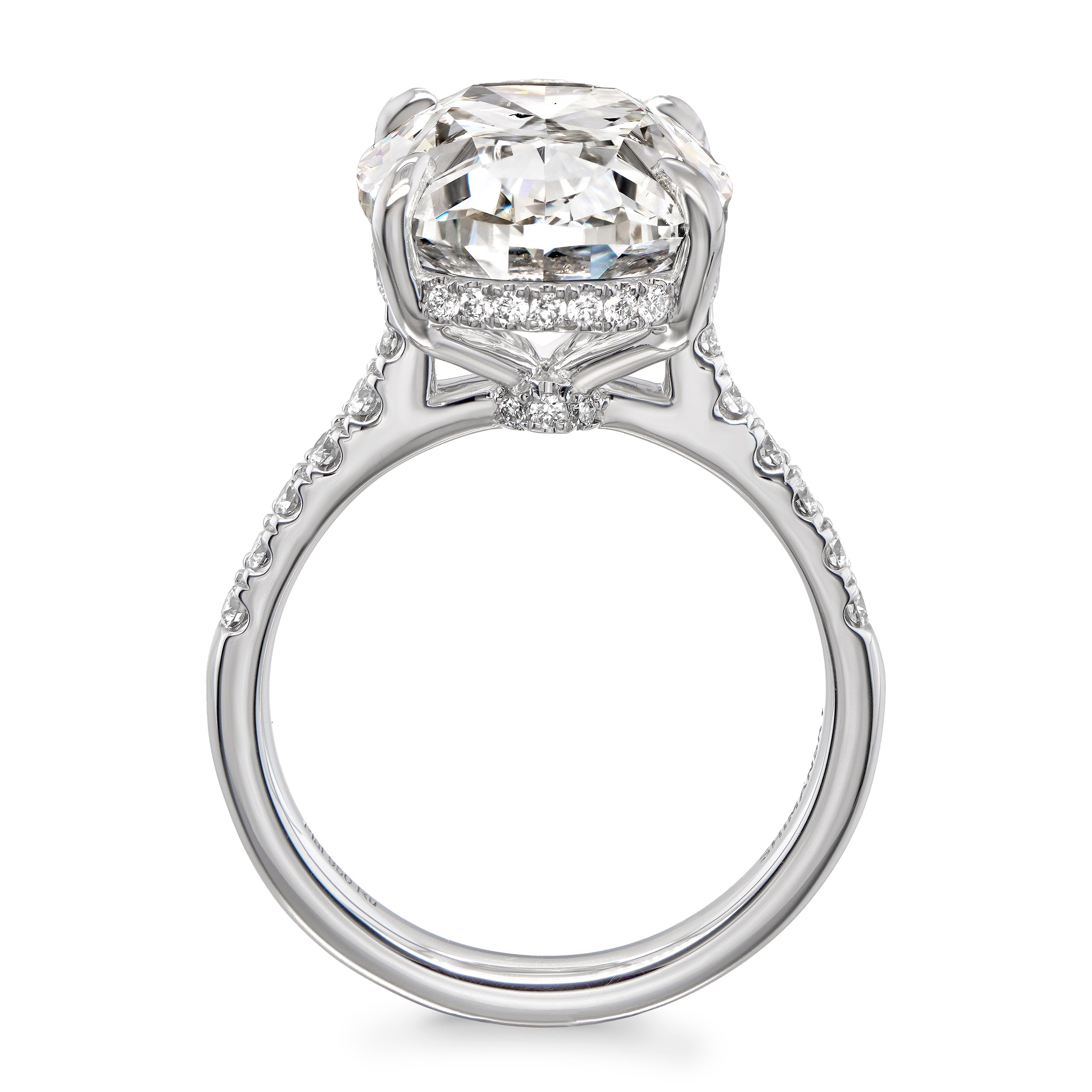 Shimansky 10.8 TCW Oval Diamond Hidden Halo Engagement Ring in Platinum Side View