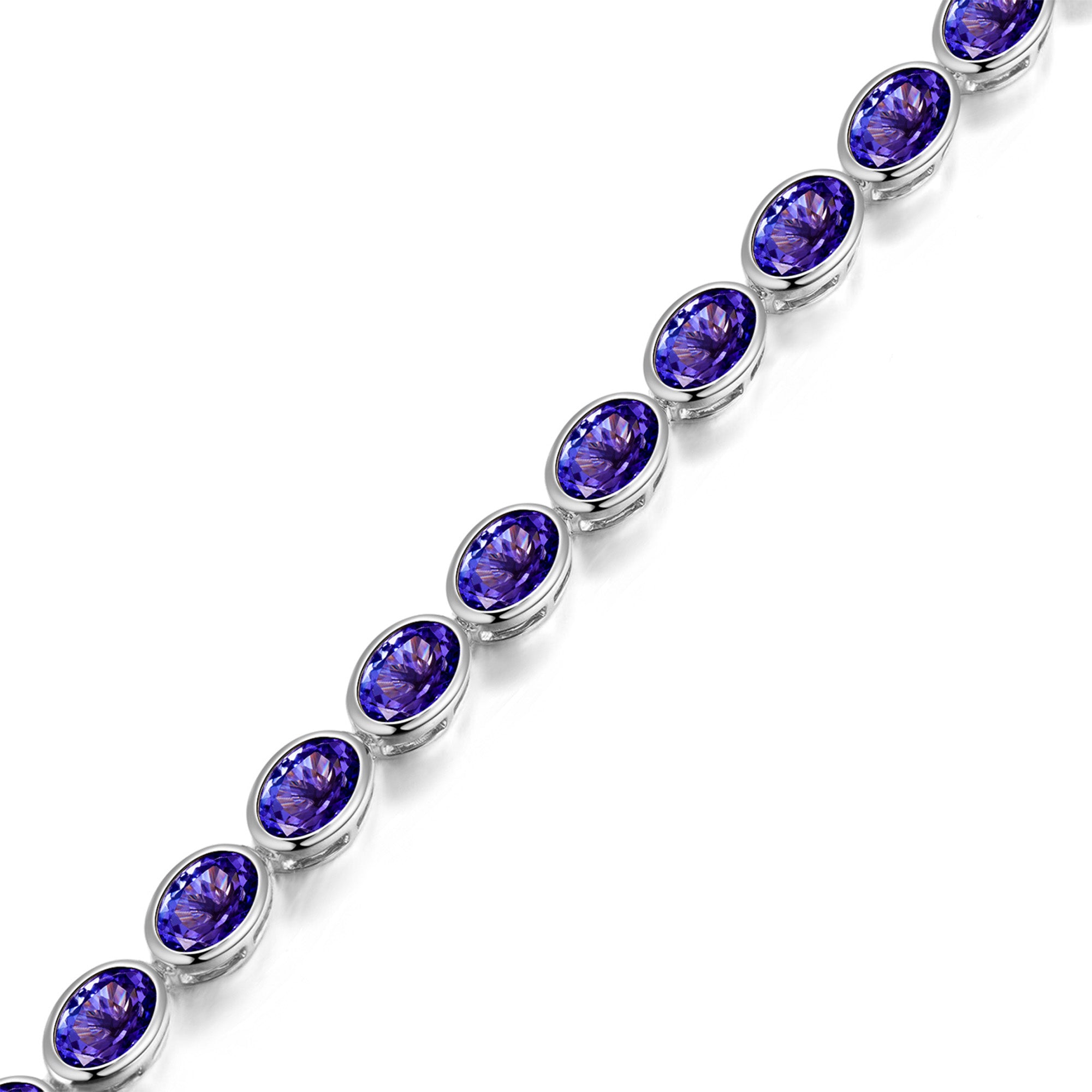 Shimansky Oval Tanzanite Bezel Set Bracelet in 14K White Gold - 3d View