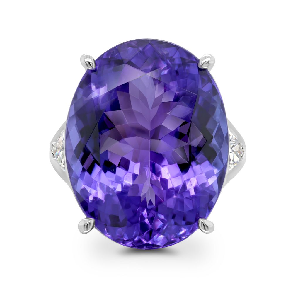 Oval Tanzanite & Diamond Dress Ring
