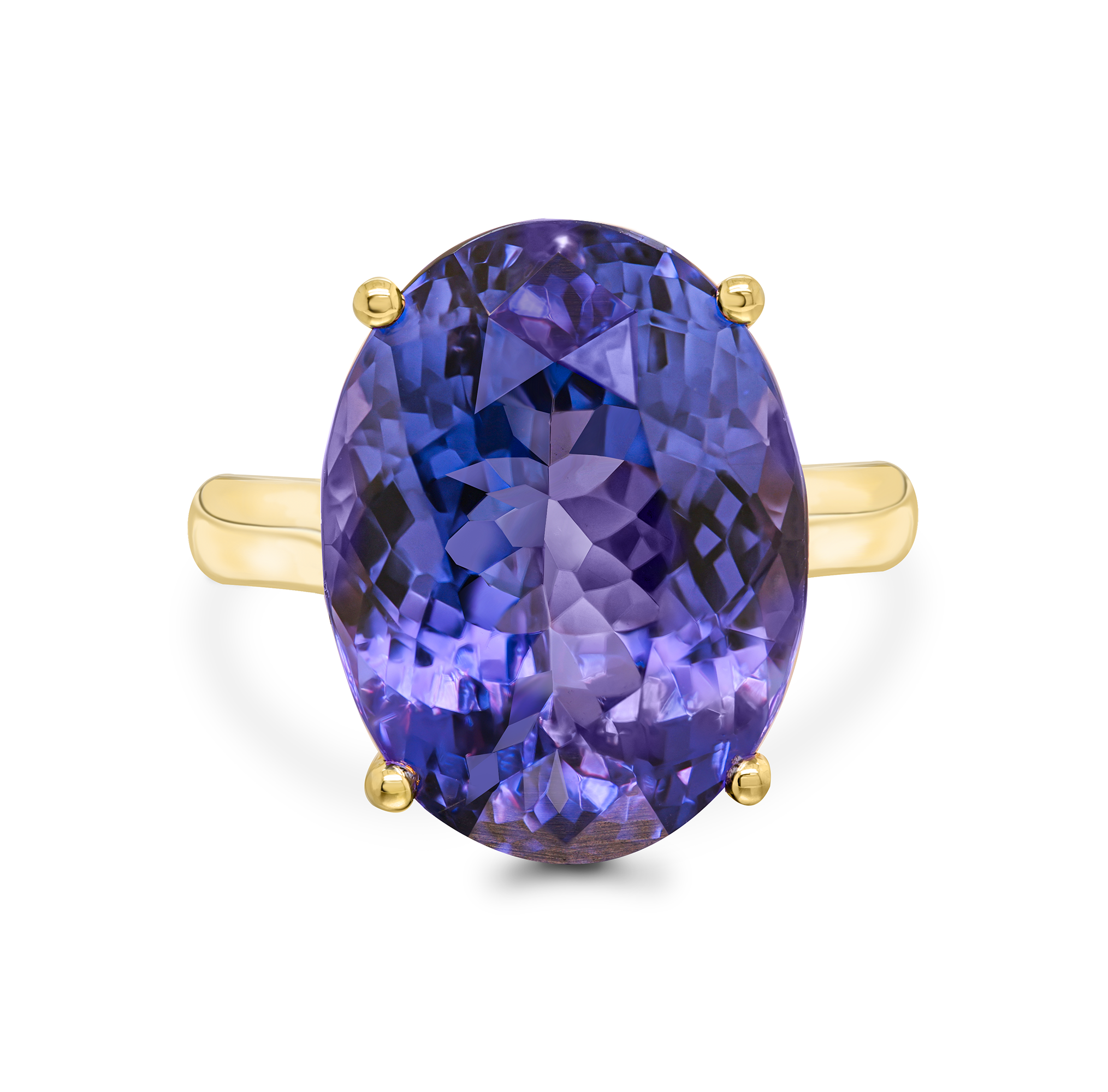 Shimansky Oval Tanzanite Solitaire Ring in 18K Yellow Gold - Front View