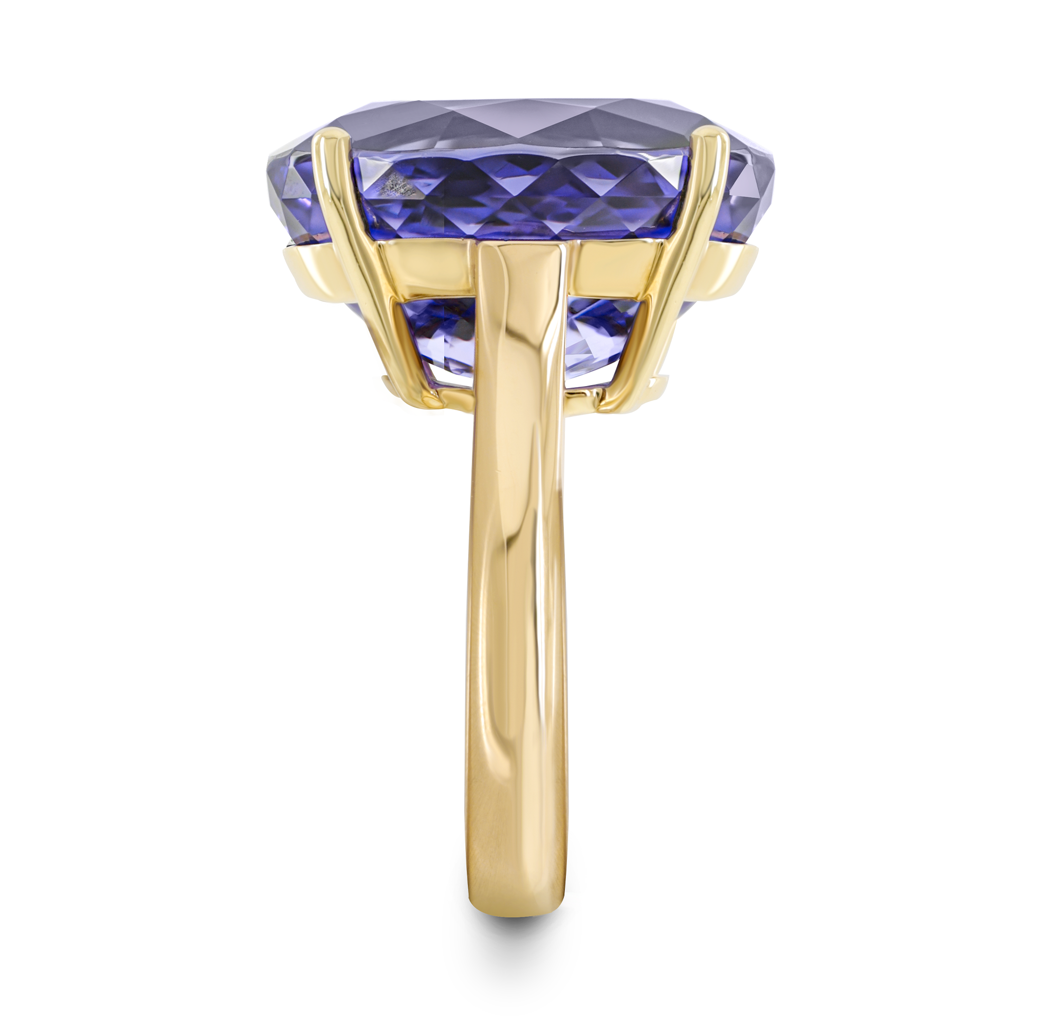 Shimansky Oval Tanzanite Solitaire Ring in 18K Yellow Gold - Profile View