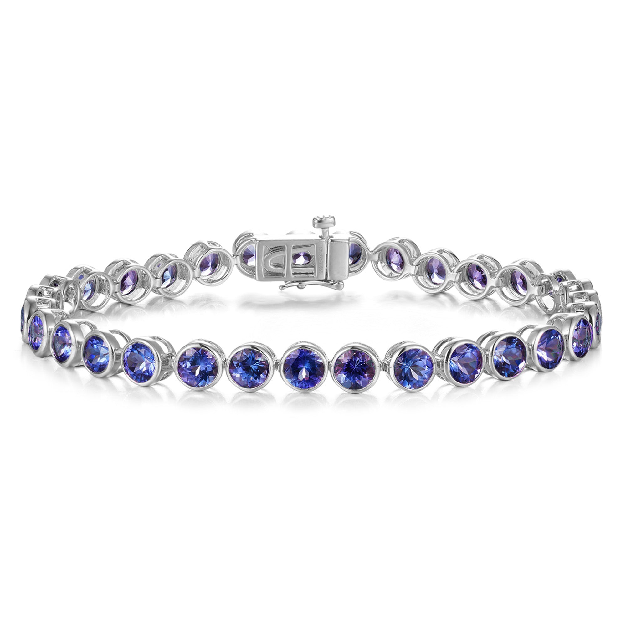 Shimansky Round Tanzanite Bezel Set Bracelet in 14K White Gold - Front View