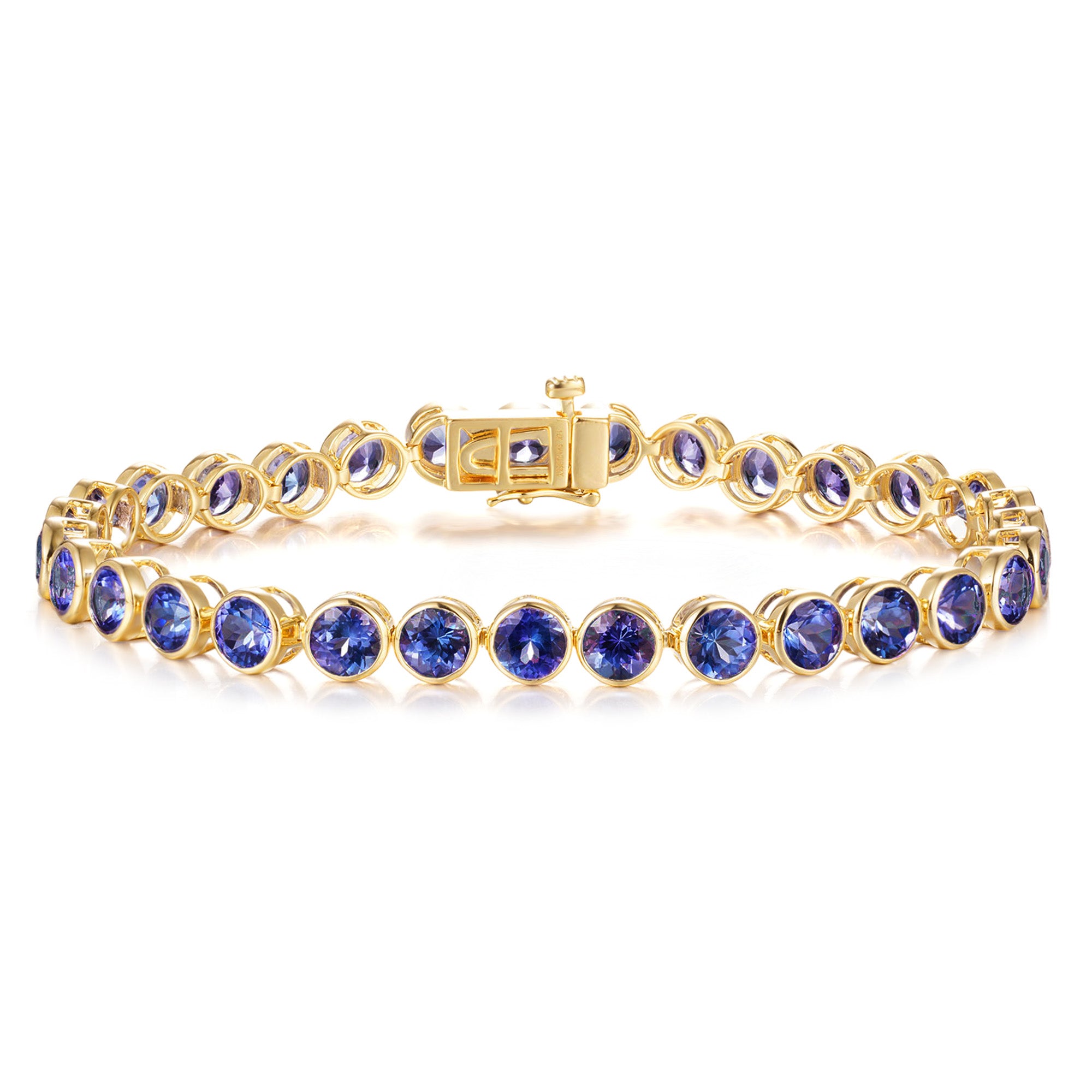 Shimansky Round Tanzanite Bezel Set Bracelet in 14K Yellow Gold - Front View