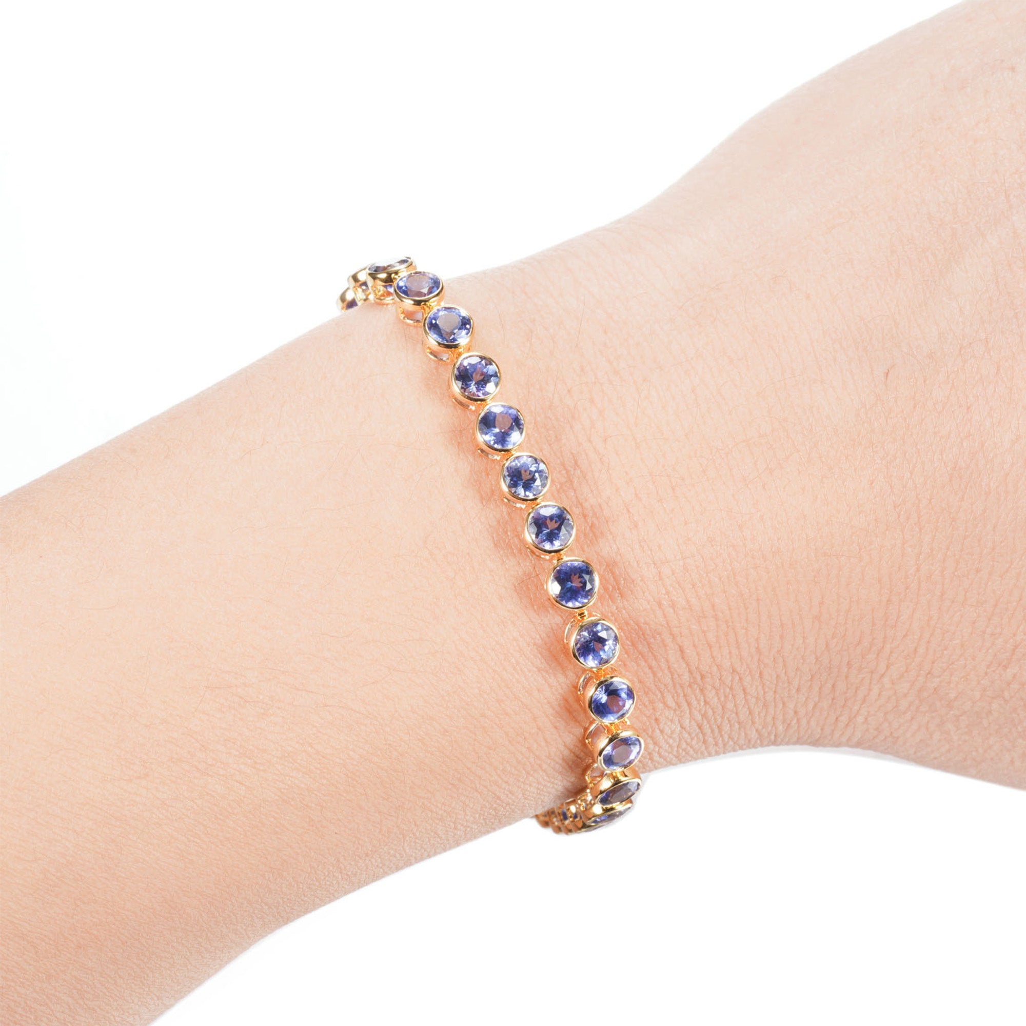 Shimansky Round Tanzanite Bezel Set Bracelet in 14K Yellow Gold - Model View