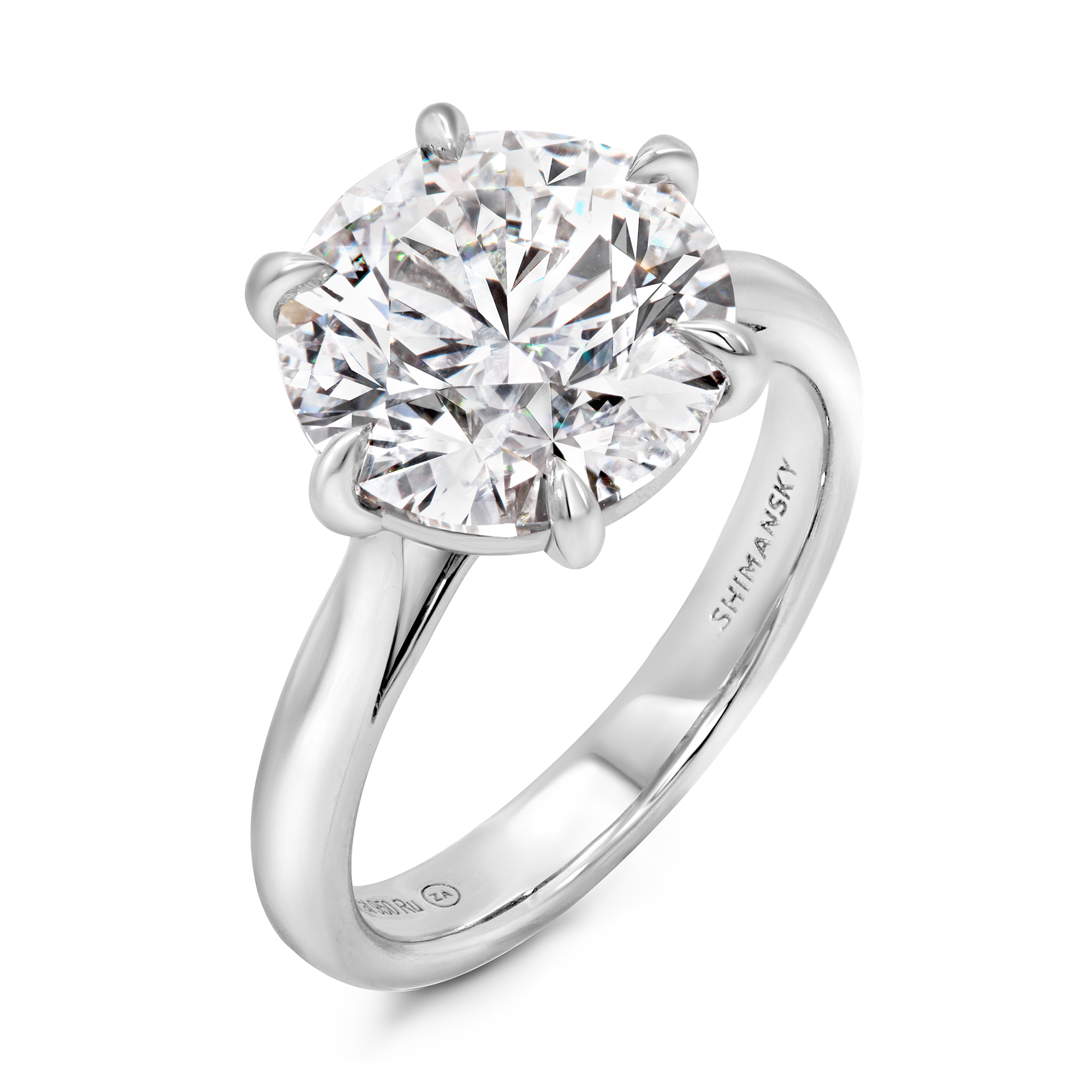 Shimansky Solitaire Diamond 6 Claw Ring in Platinum 3D View #card-first