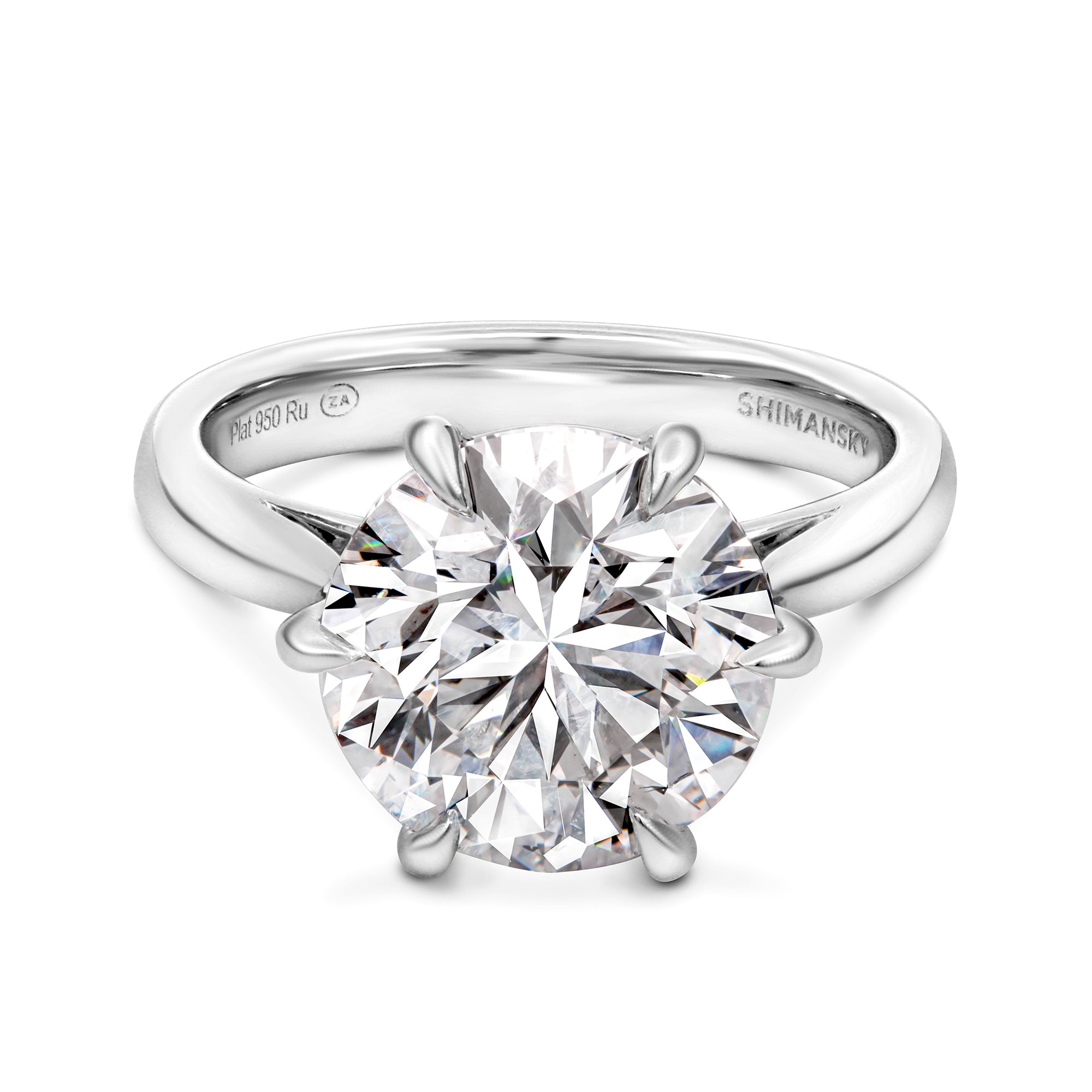 Shimansky Solitaire Diamond 6 Claw Ring in Platinum - Front View