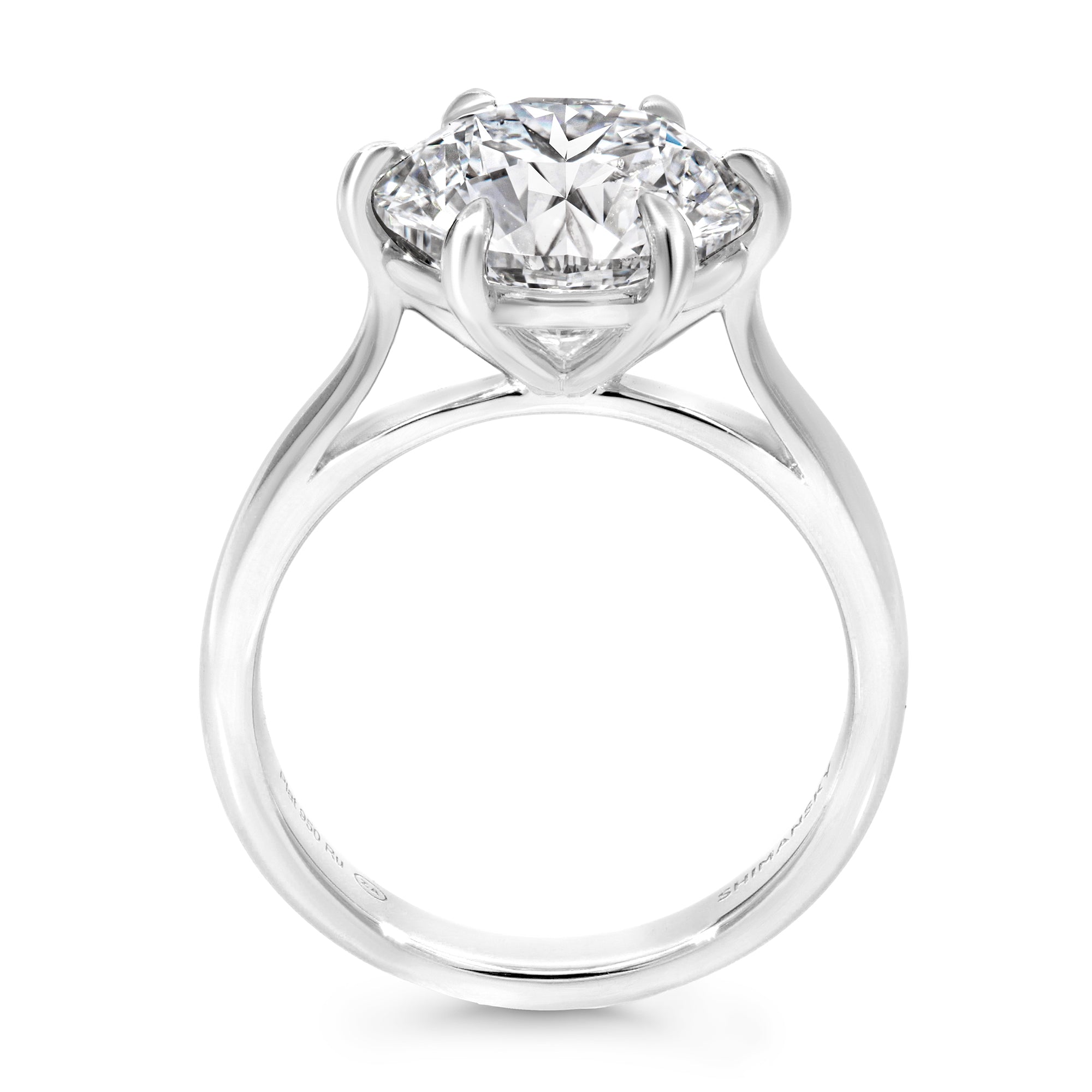 Shimansky Solitaire Diamond 6 Claw Ring in Platinum - Side View