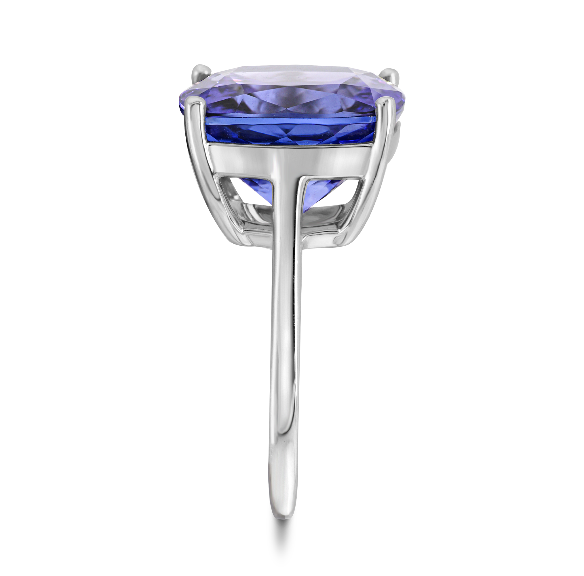 Shimansky Square Cushion Tanzanite Solitaire Ring in 18K White Gold - Profile View