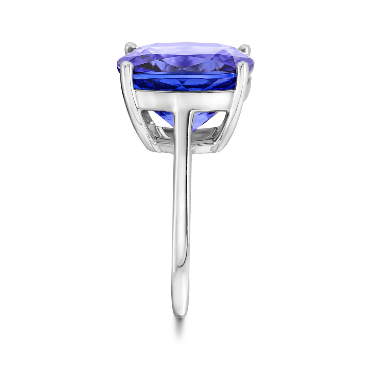 Shimansky 13.9 Carat Square Cushion Tanzanite Solitaire Ring in 18K White Gold - Profile View