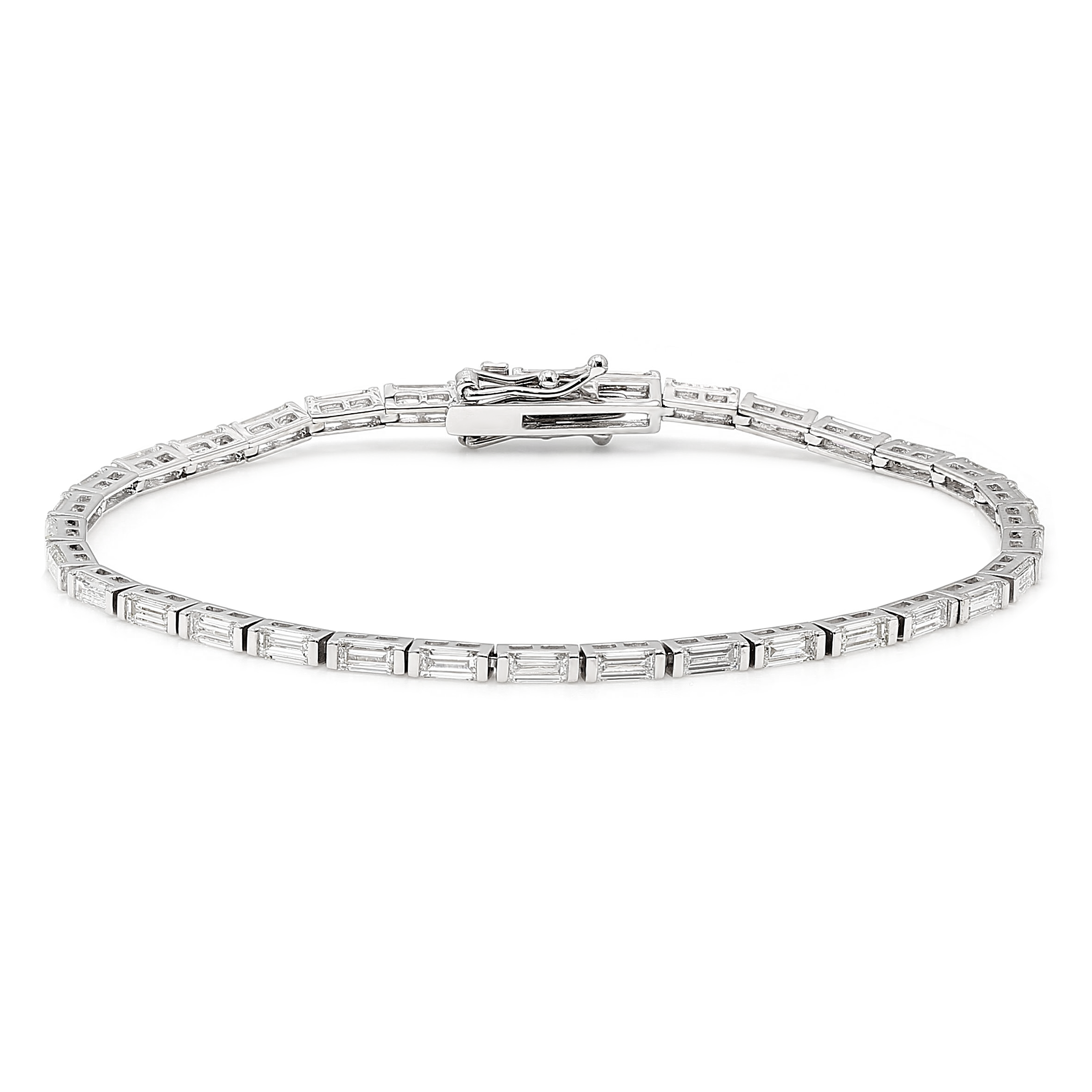 Baguette Diamond Tennis Bracelet 3.70ct crafted in 14K White Gold - SHIMANSKY.CO.ZA