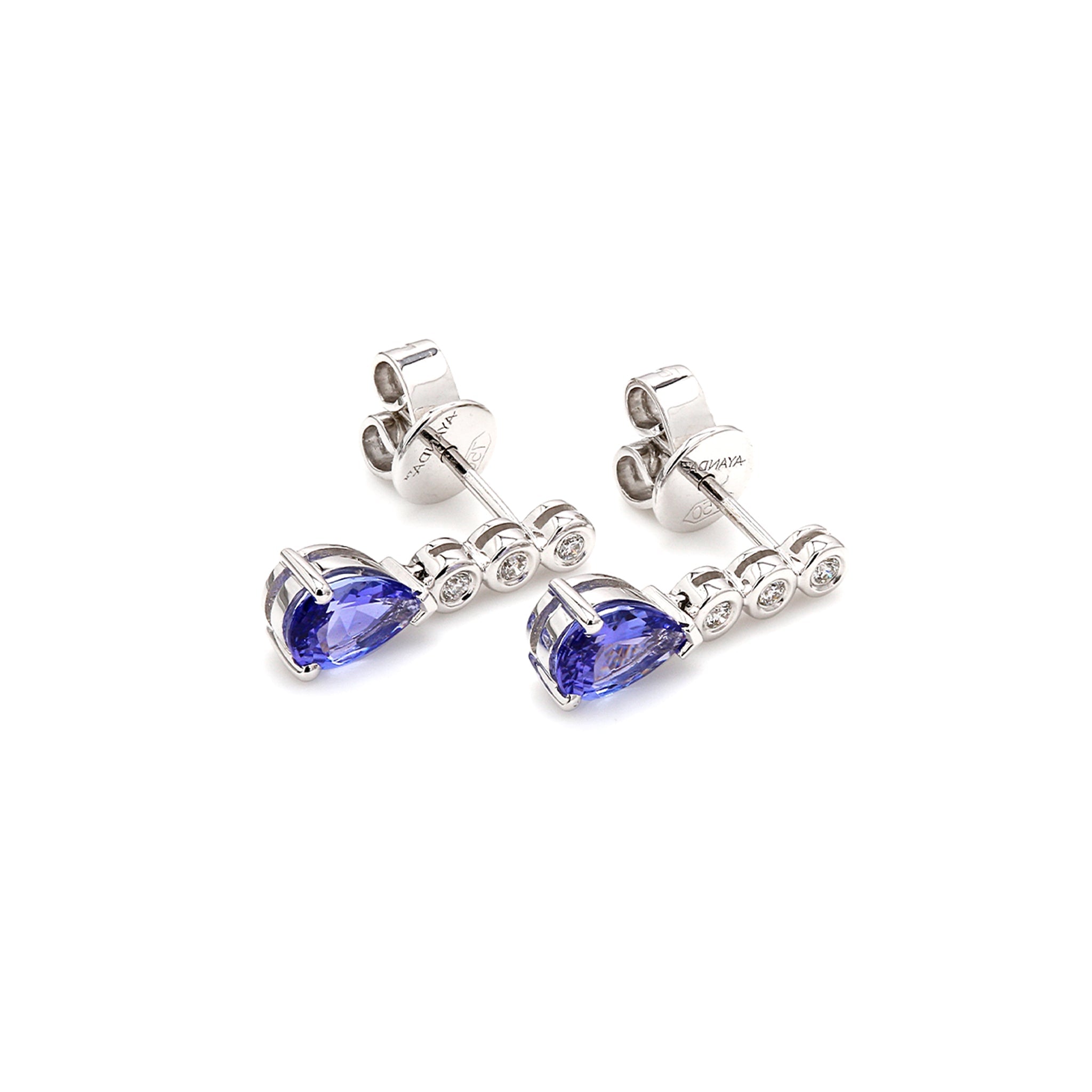 Tanzanite and Diamond Earrings - 3D View - Shimansky