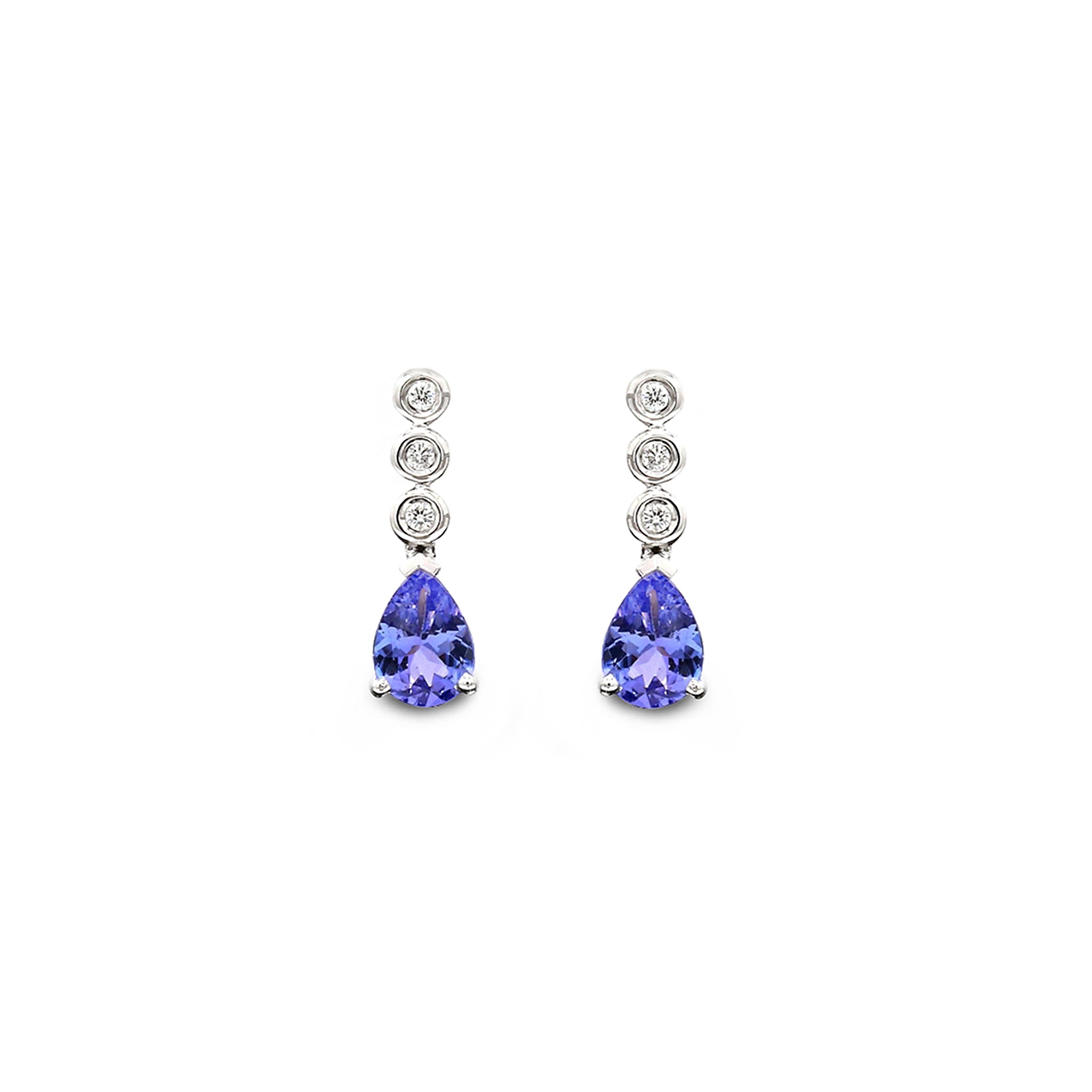 Tanzanite and Diamond Earrings - Front View - Shimansky