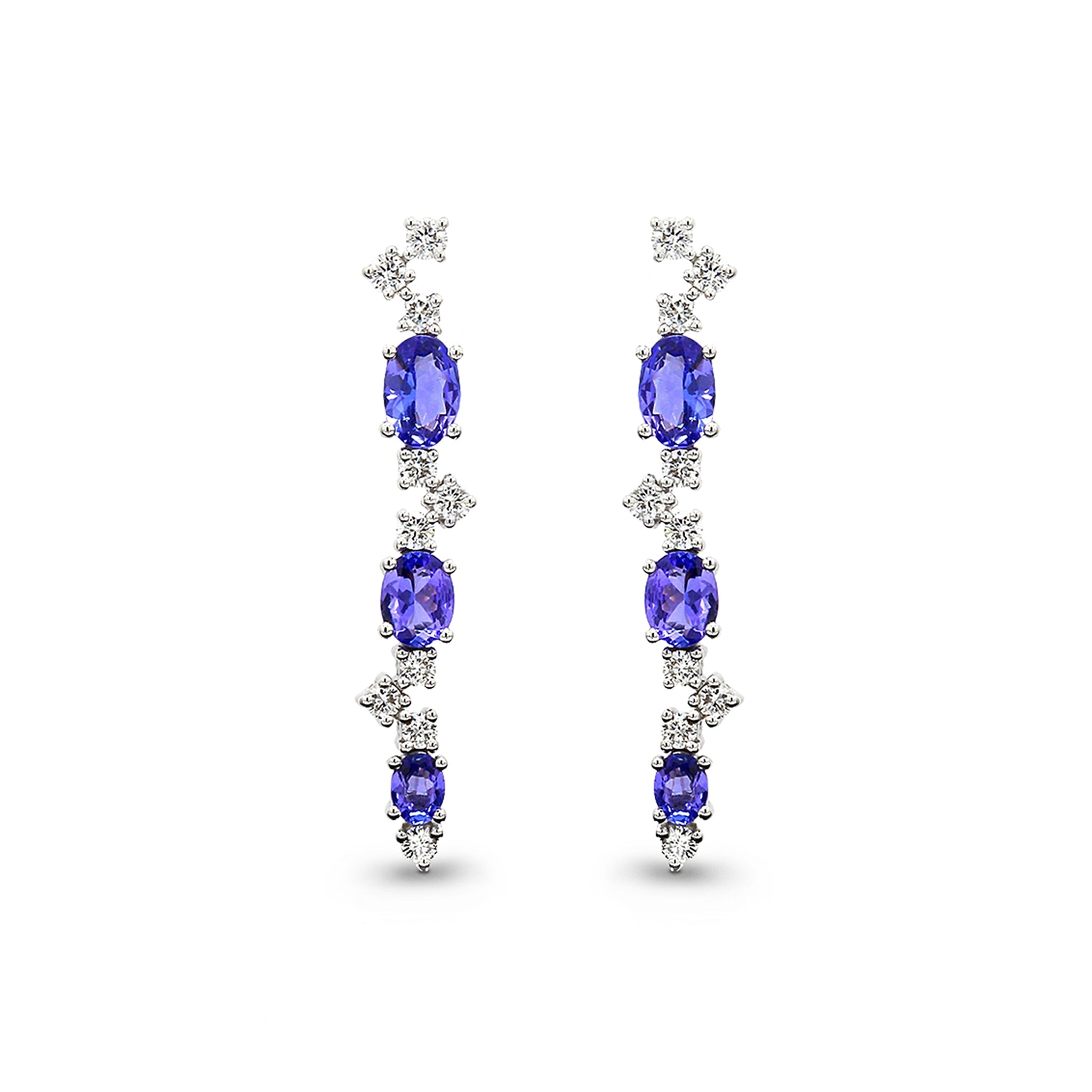 Tanzanite and Diamond Earrings - Front View - SHIMANSKY.CO.ZA