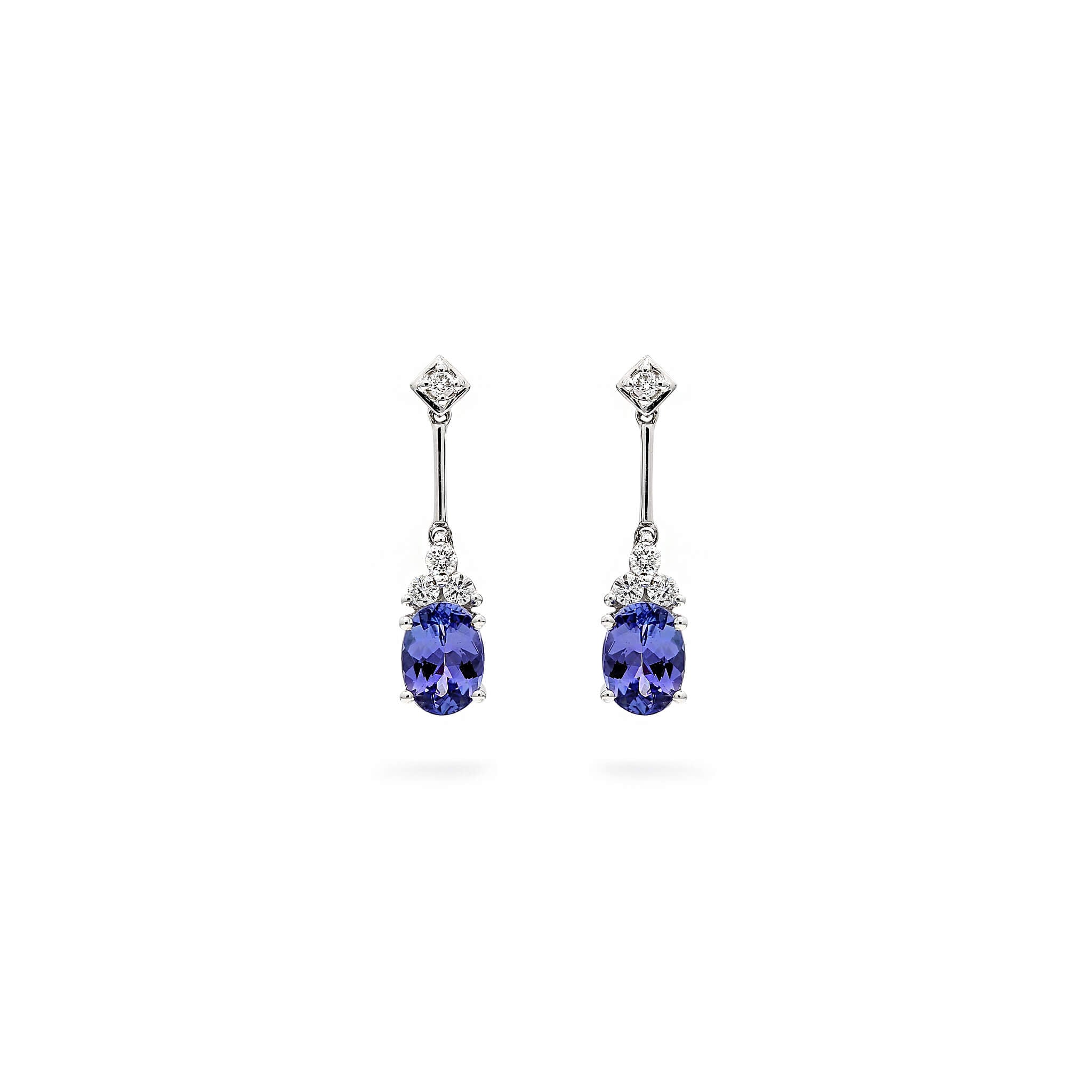 Tanzanite and Diamond Earrings - Front View - SHIMANSKY.CO.ZA