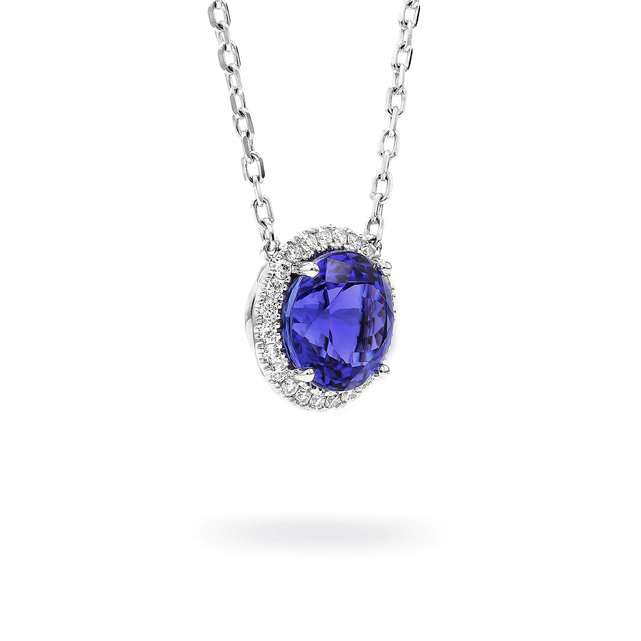 Tanzanite and Diamond Necklace - 3D View - Shimansky