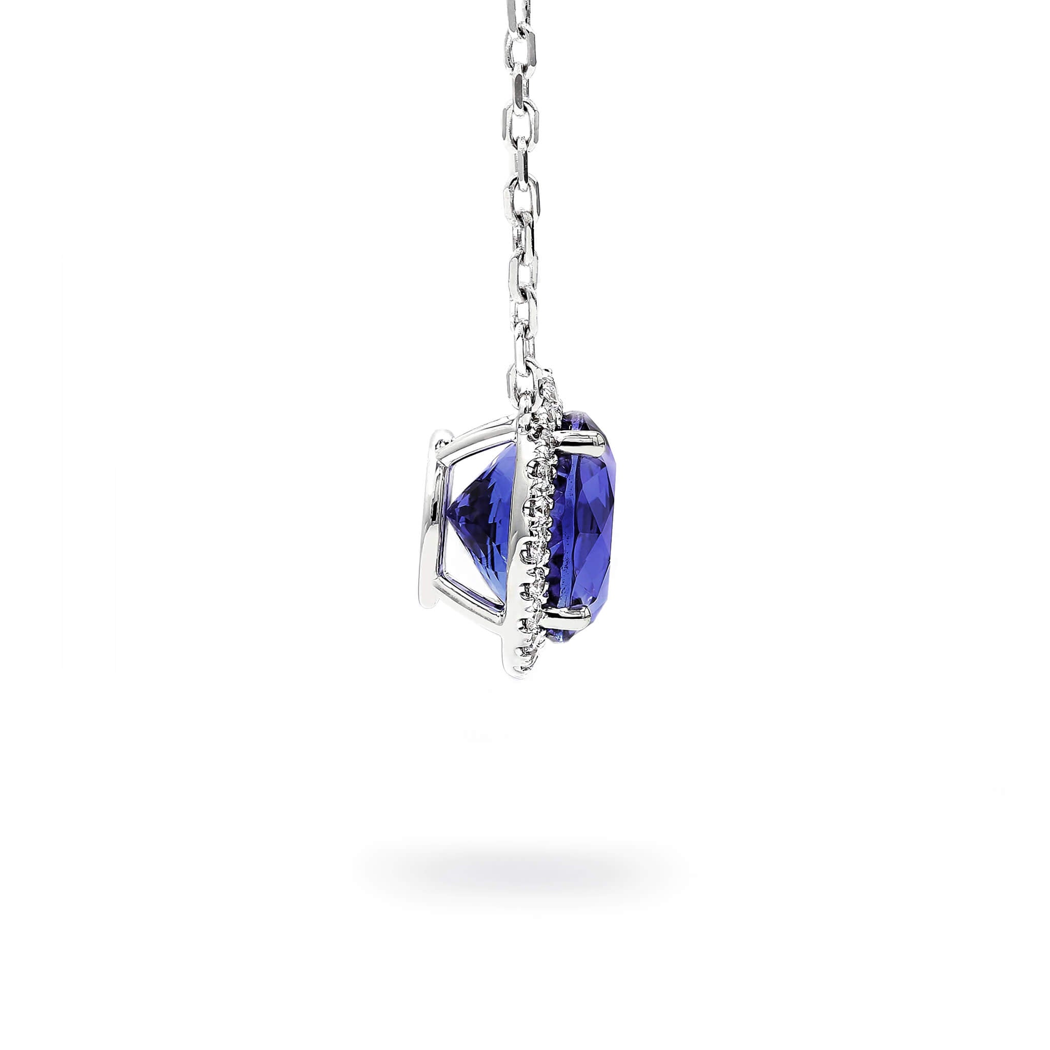 Tanzanite and Diamond Necklace - Side View - Shimansky