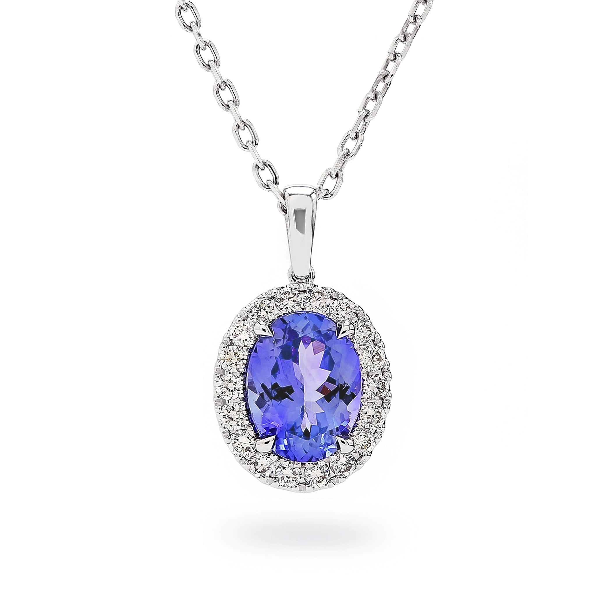 Tanzanite and Diamond Pendant - Front View - Shimansky