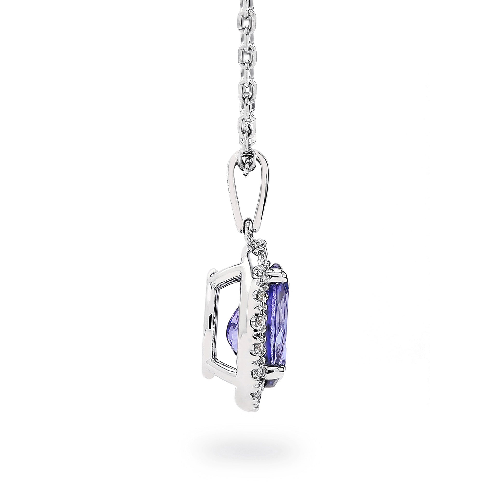 Tanzanite and Diamond Pendant - Side View - Shimansky
