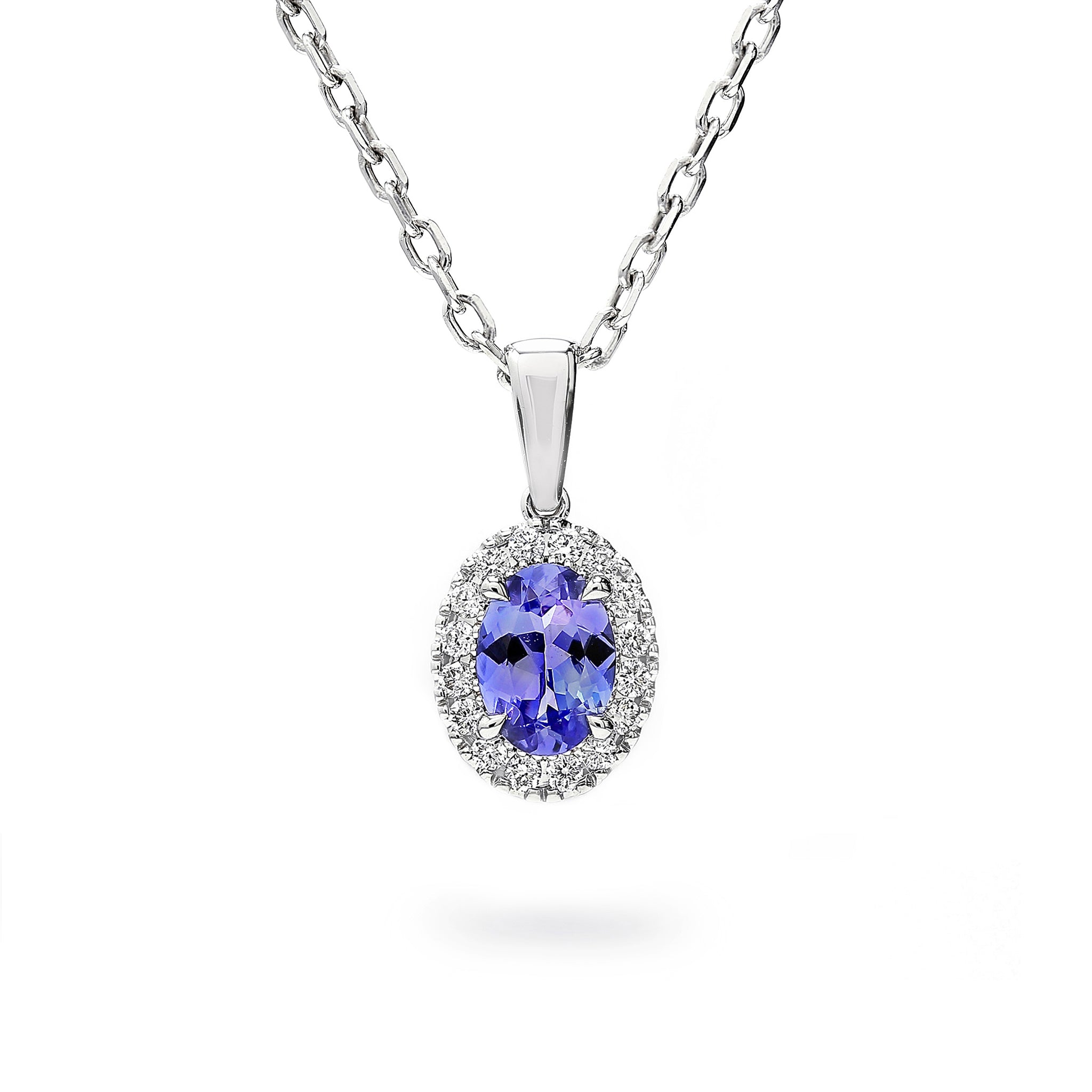 Tanzanite and Diamond Pendant - Front View - Shimansky